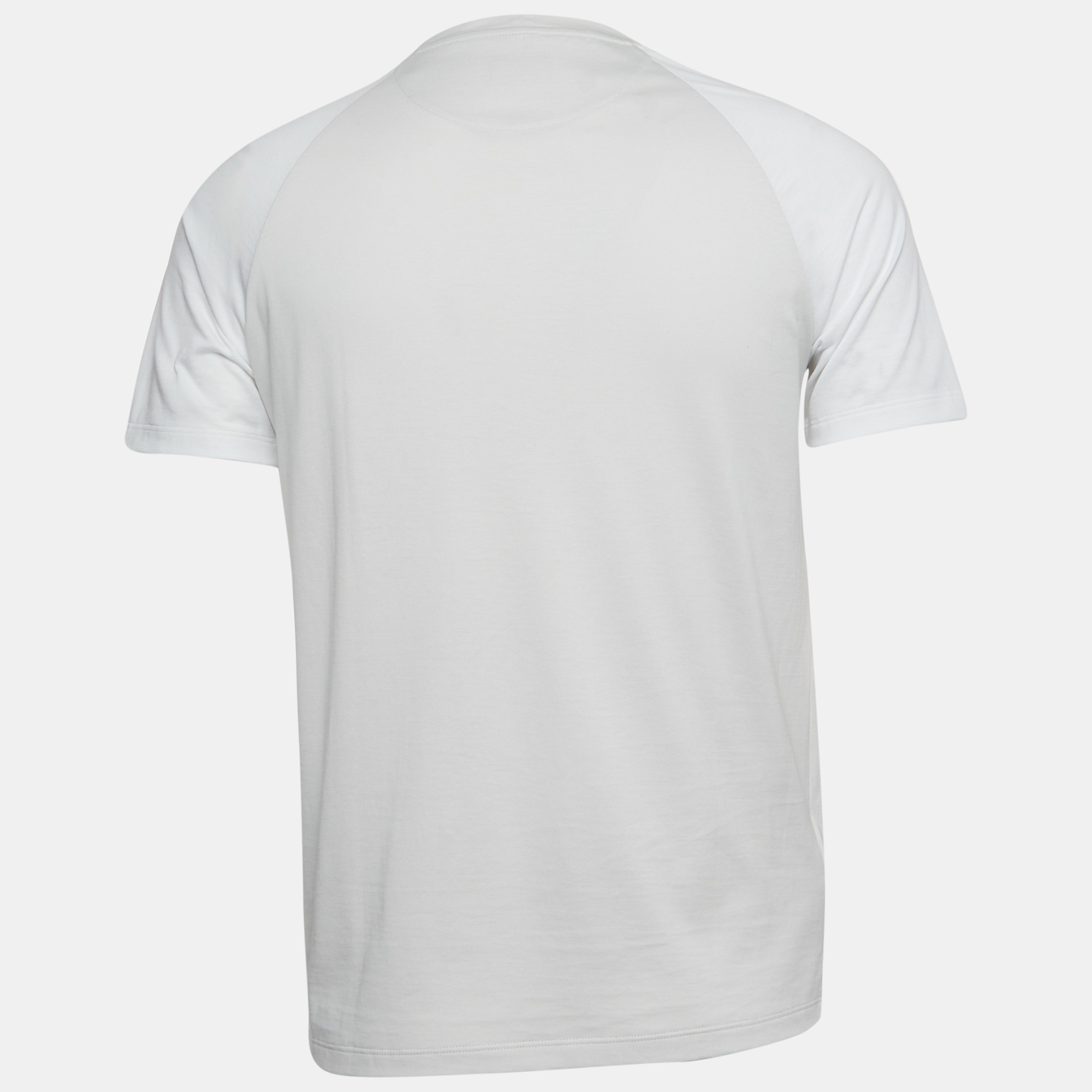 

Fendi Grey/White Cotton Logo Patch Crew Neck T-Shirt