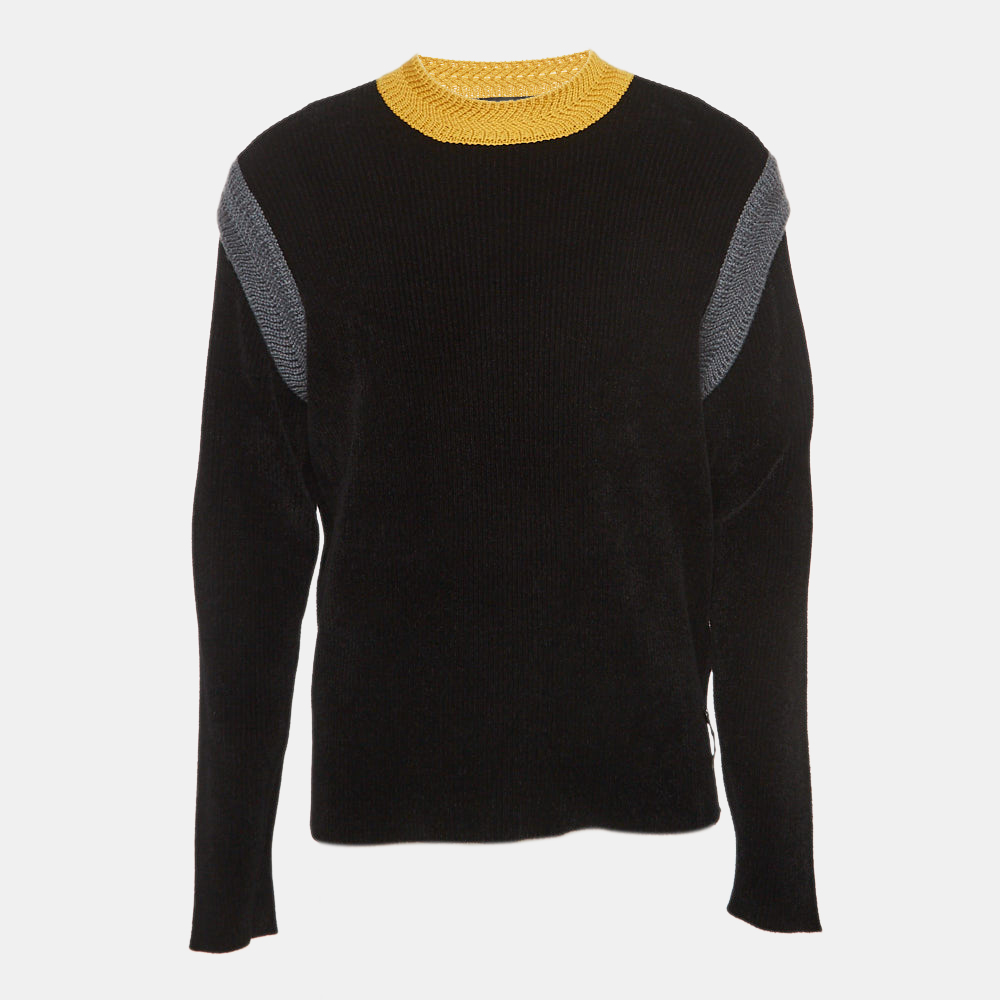 Pre-owned Fendi Black/multicolor Knit Sweater L