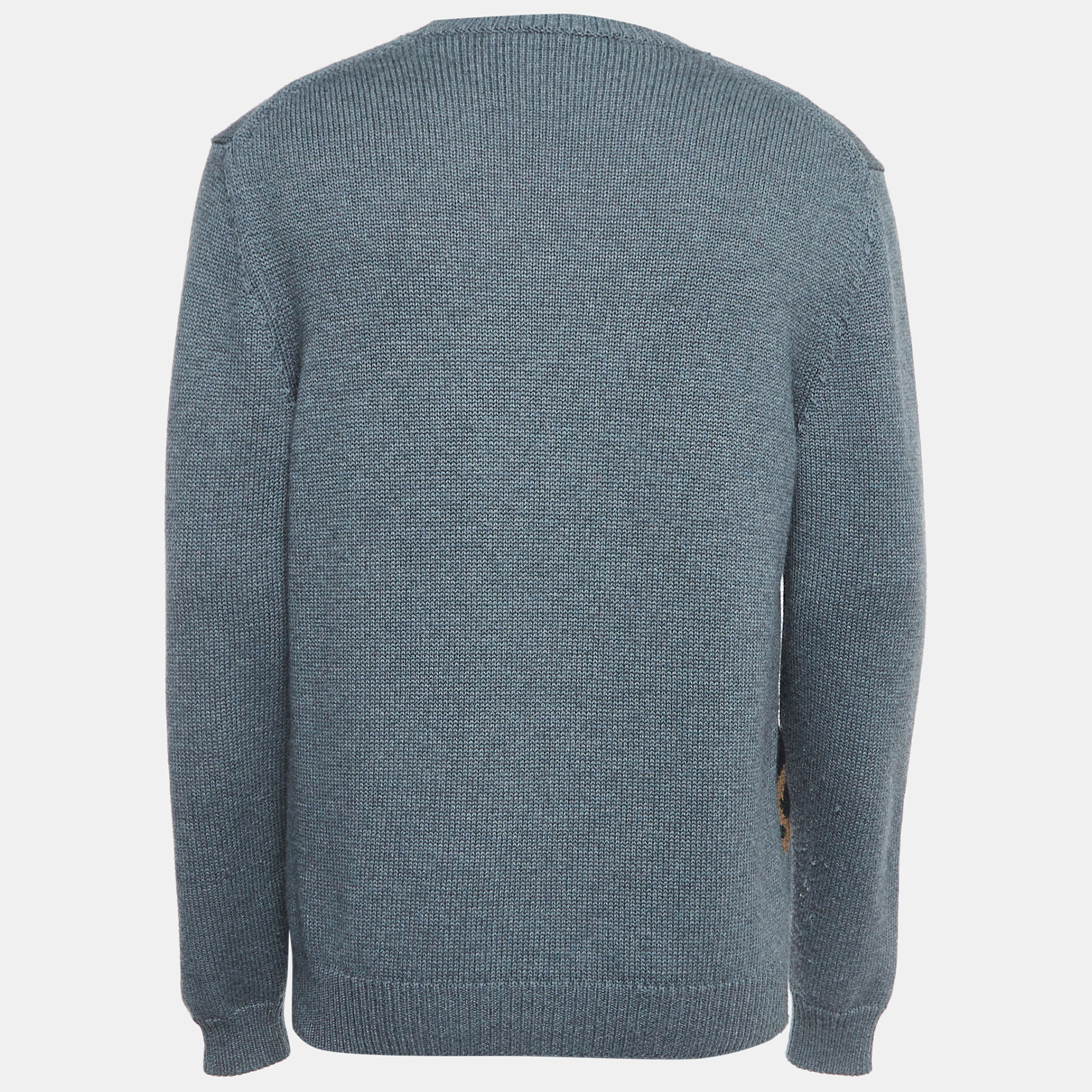 

Fendi Grey Logo Jacquard Wool Knit Pullover