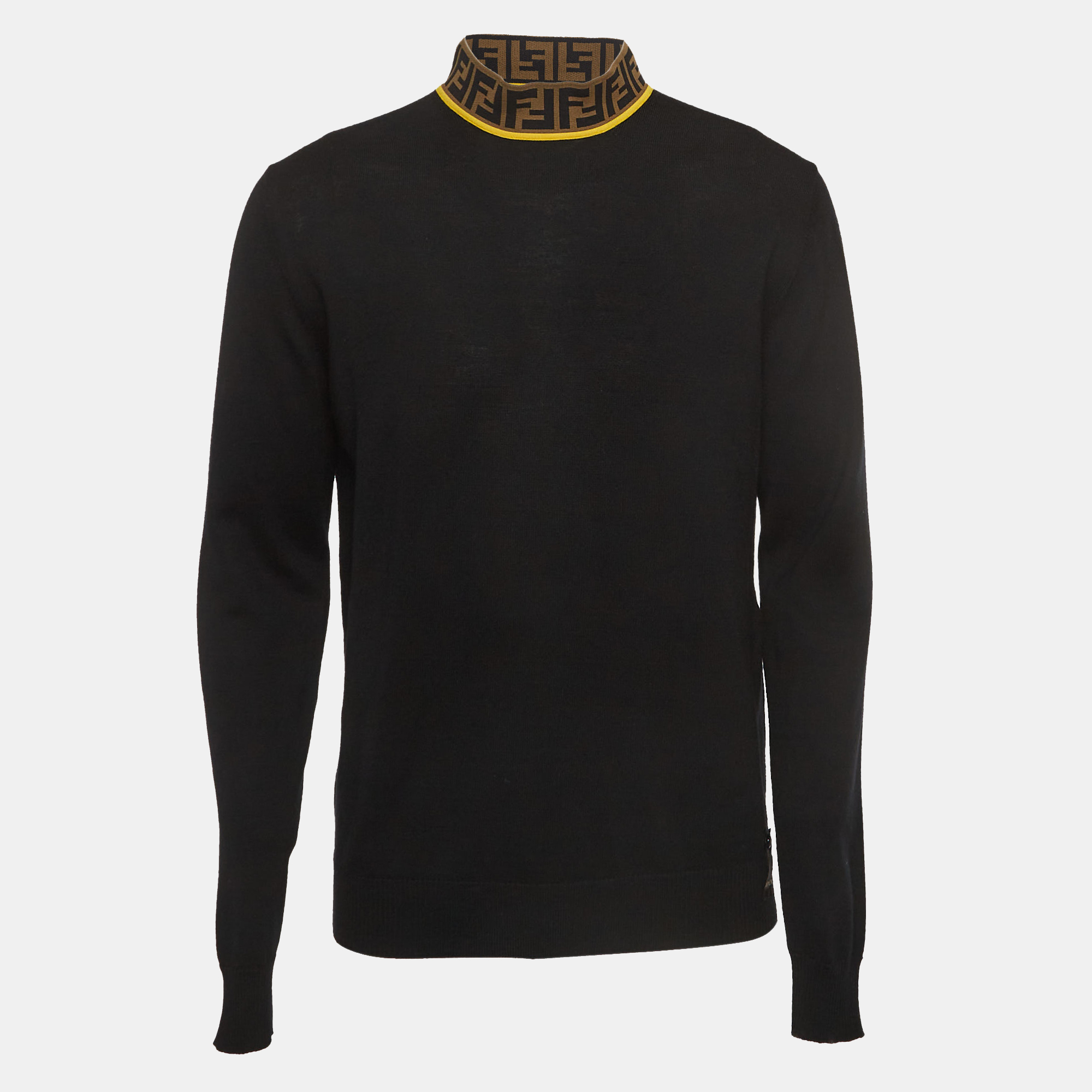 

Fendi Black Logo Motif Wool Turtle Neck Pullover