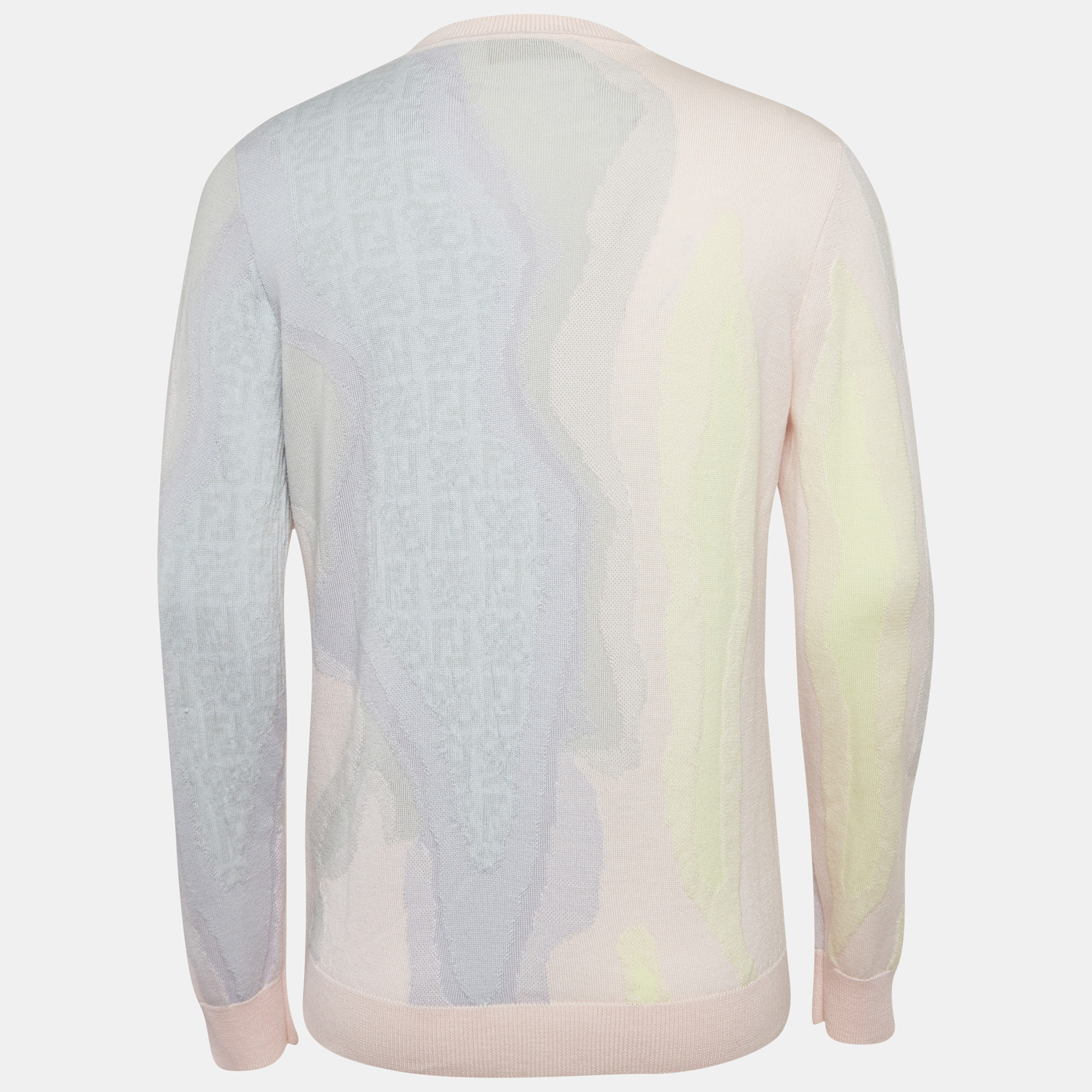 

Fendi Multicolor Pastel Textured Intarsia Knit Crew Neck Sweater