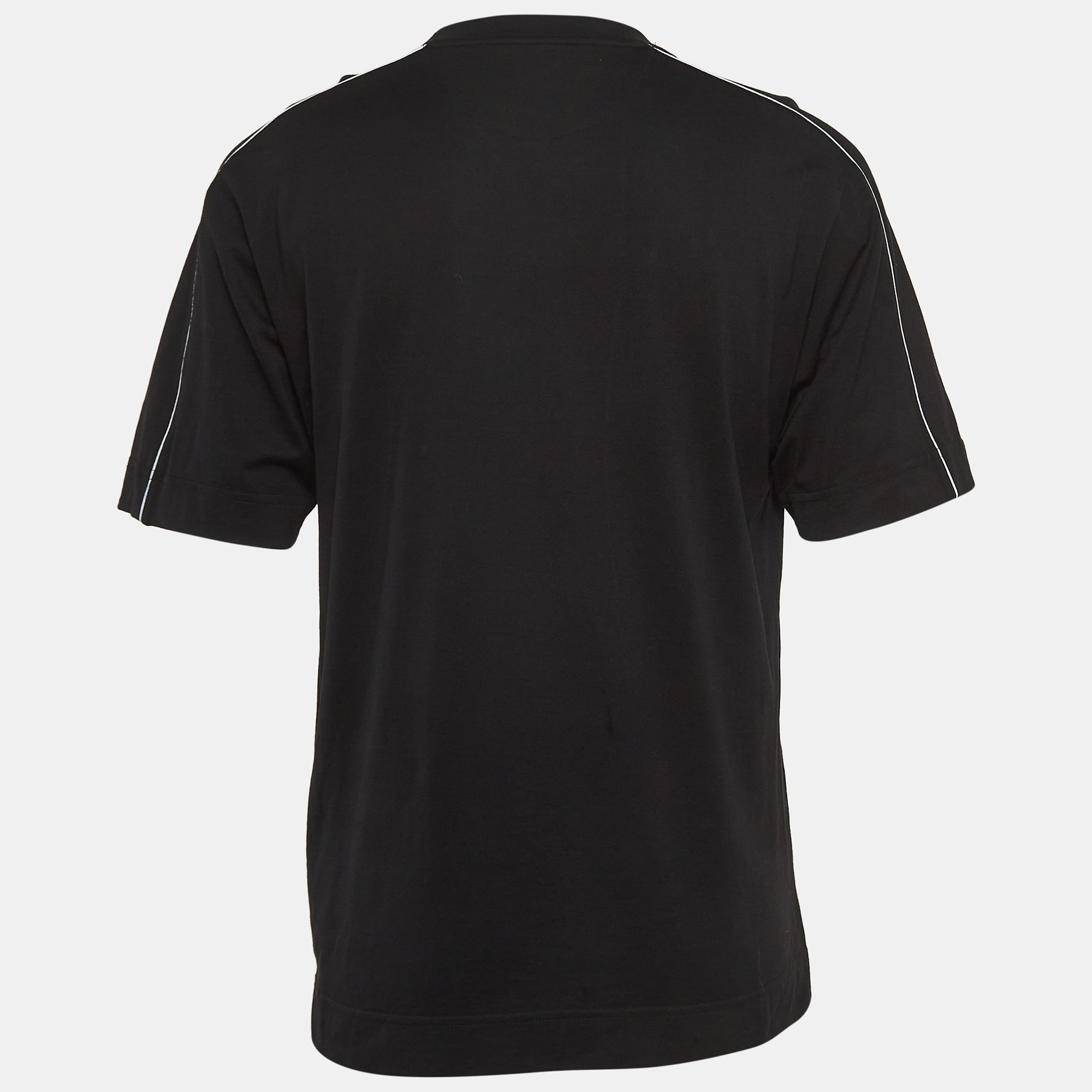 

Fendi Black Logo Embossed Cotton Crew Neck T-Shirt