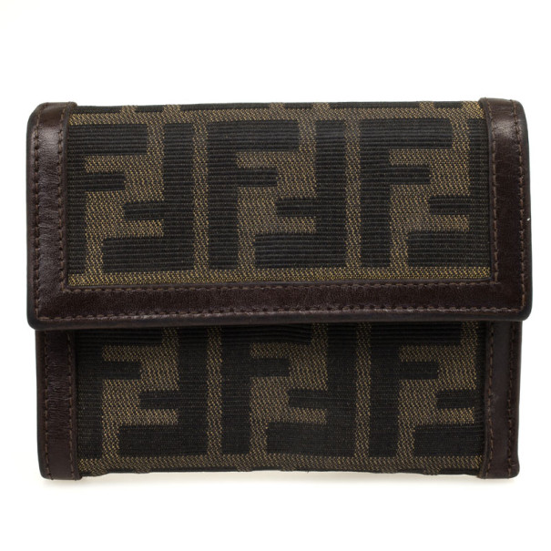 Pre Owned Fendi Zucca Flap Compact Wallet