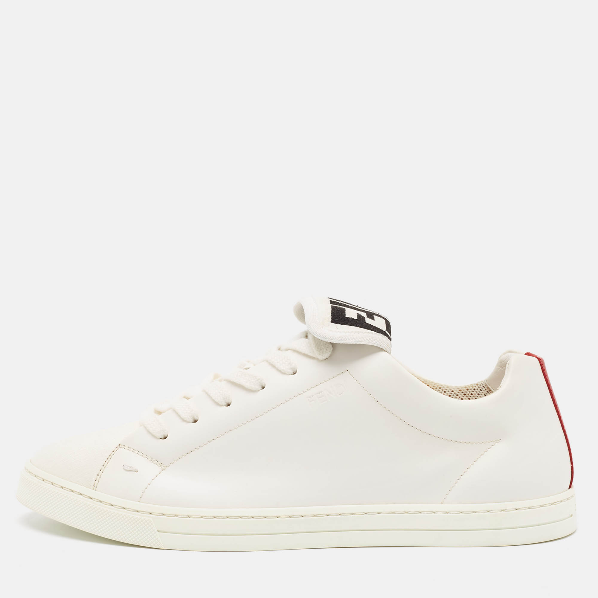 

Fendi White Leather And Fabric Low Top Sneakers Size 40
