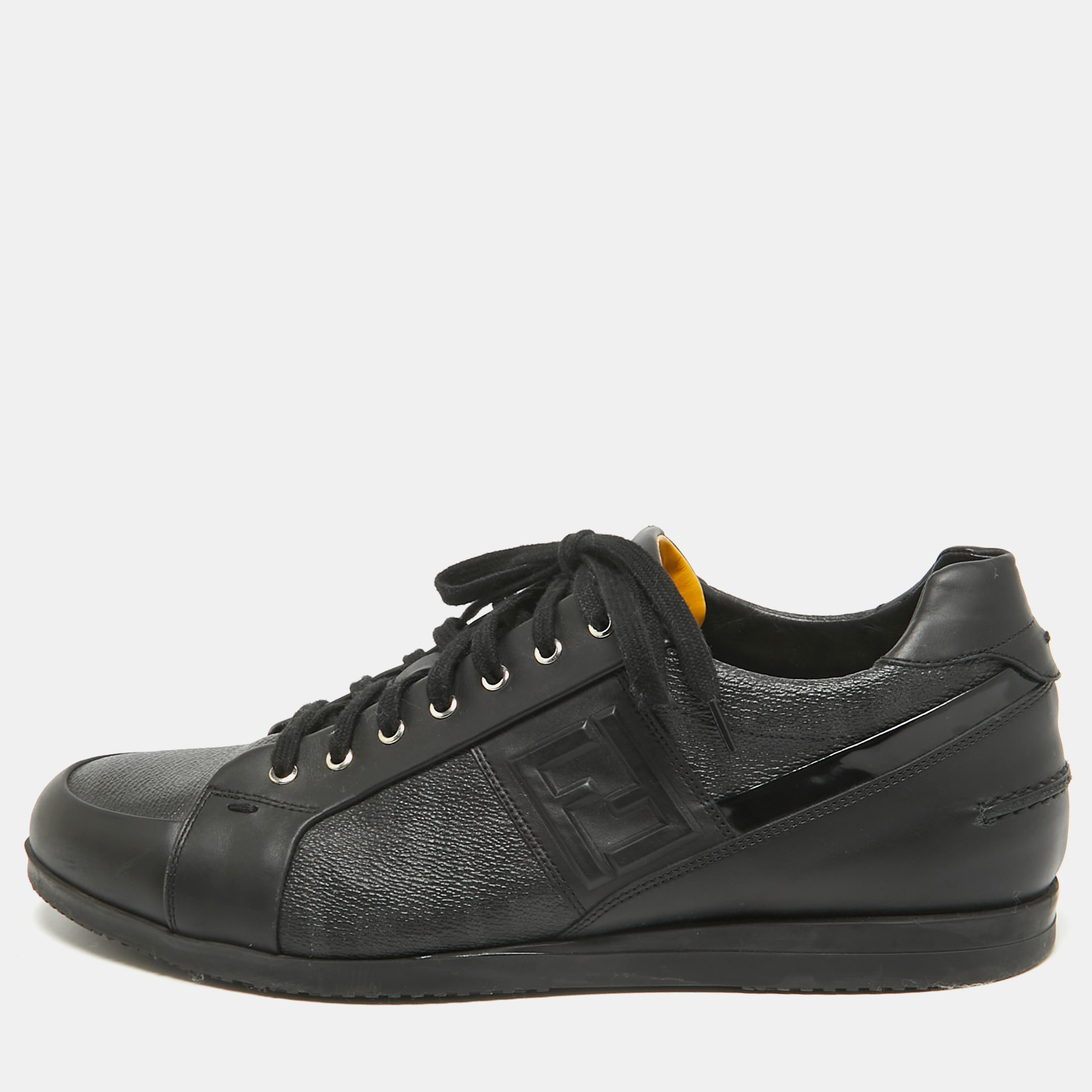 

Fendi Black Zucca Canvas and Leather Low Top Sneakers Size 43