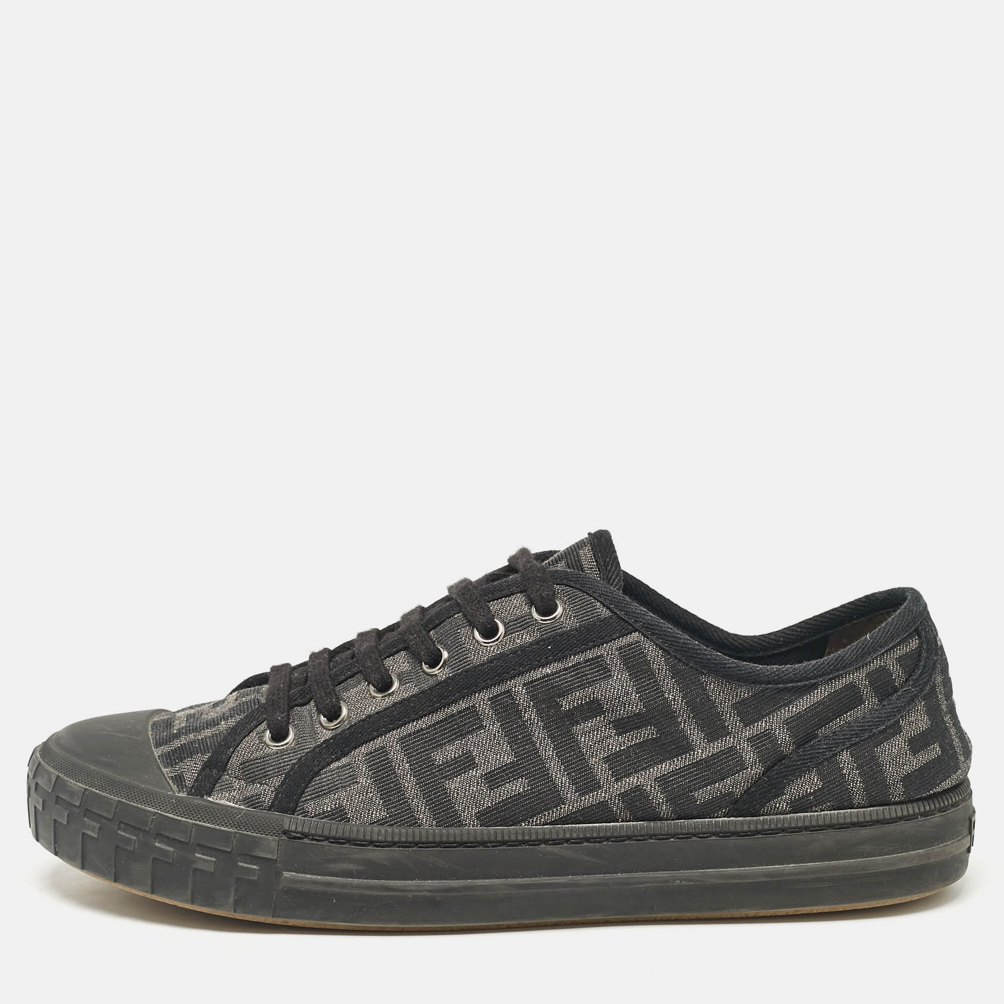 

Fendi Black Canvas FF Summary Low Top Sneakers Size