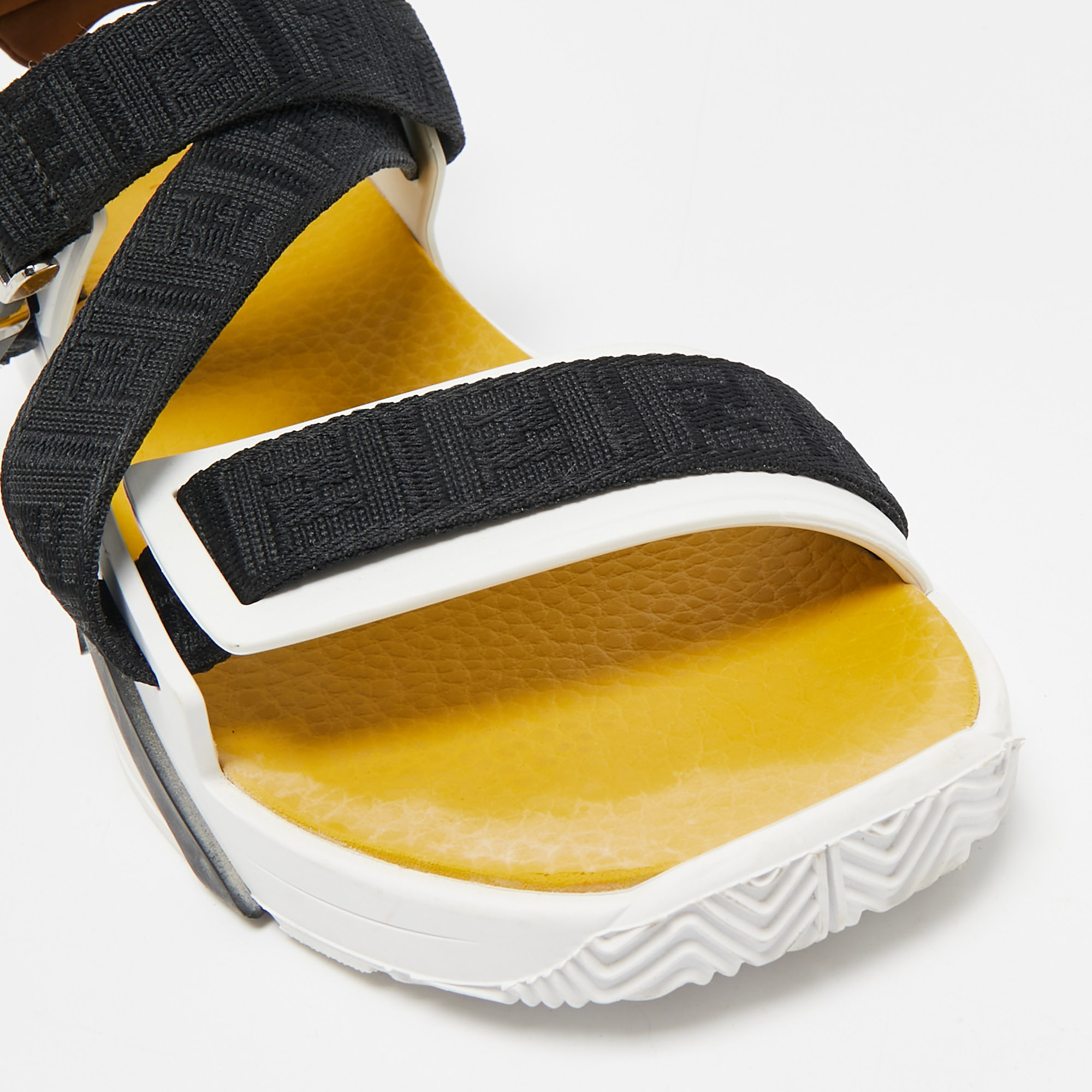 Fendi Multicolor Canvas and Rubber Flow Flat Sandals Size 41 
