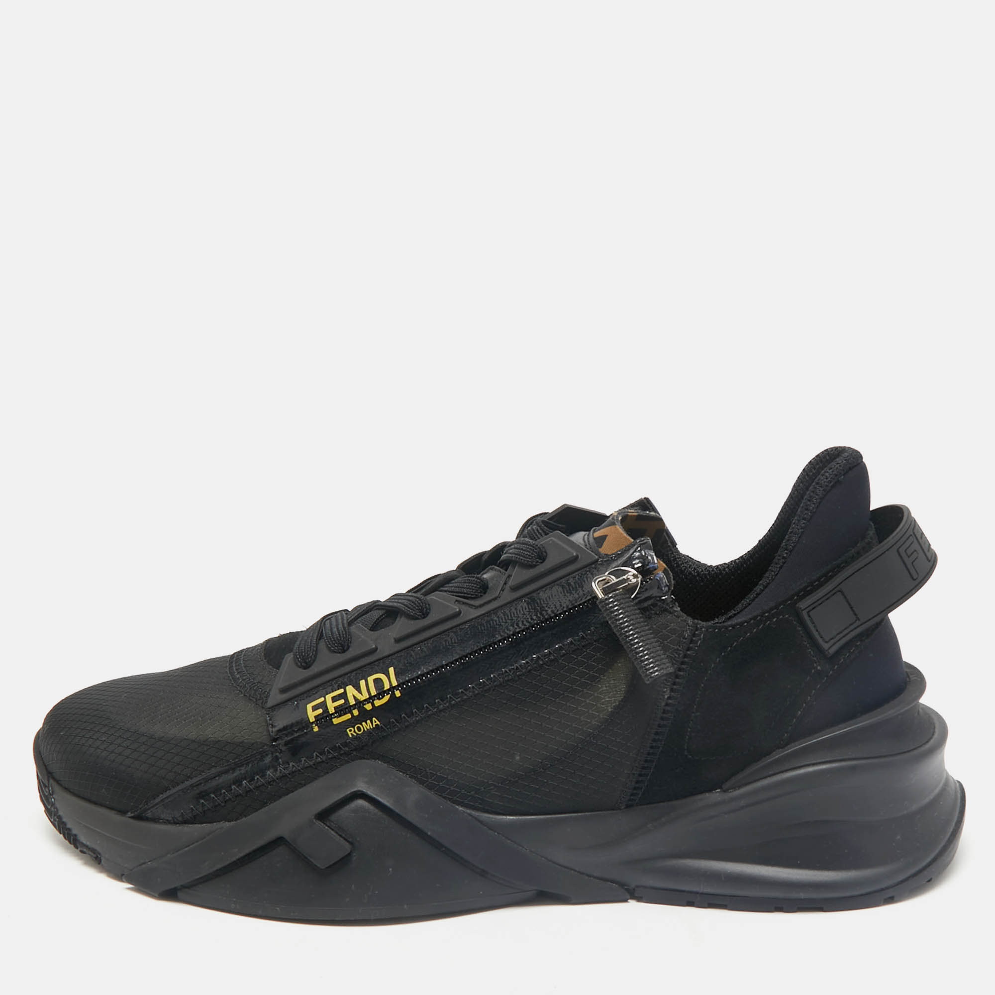 

Fendi Black Mesh, Suede and Nylon Flow Low Top Sneakers Size 43