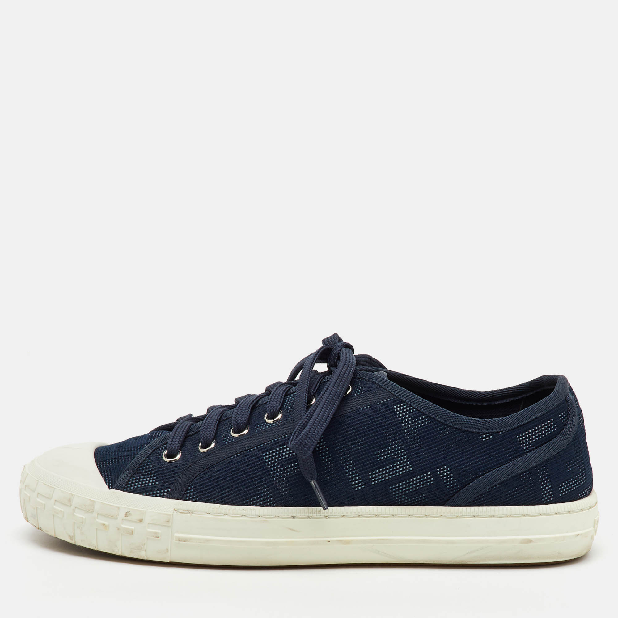 

Fendi Navy Blue FF Canvas Lace Up Sneakers Size