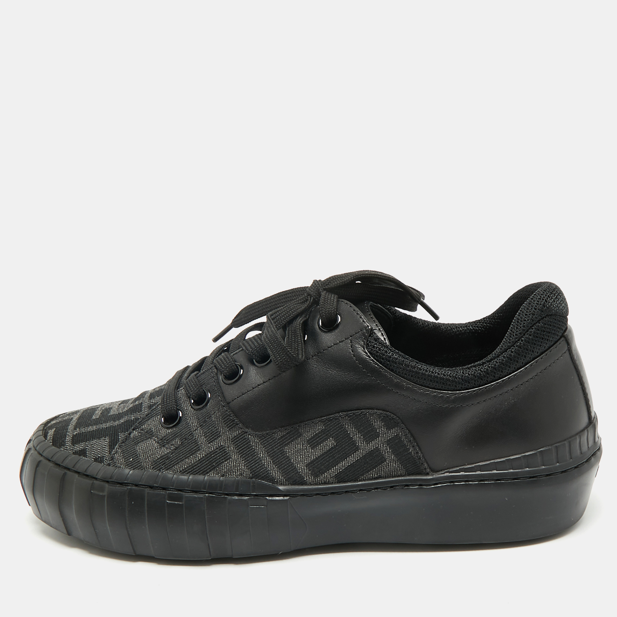 

Fendi Black Zucca Fabric and Leather Low Top Sneakers Size 40