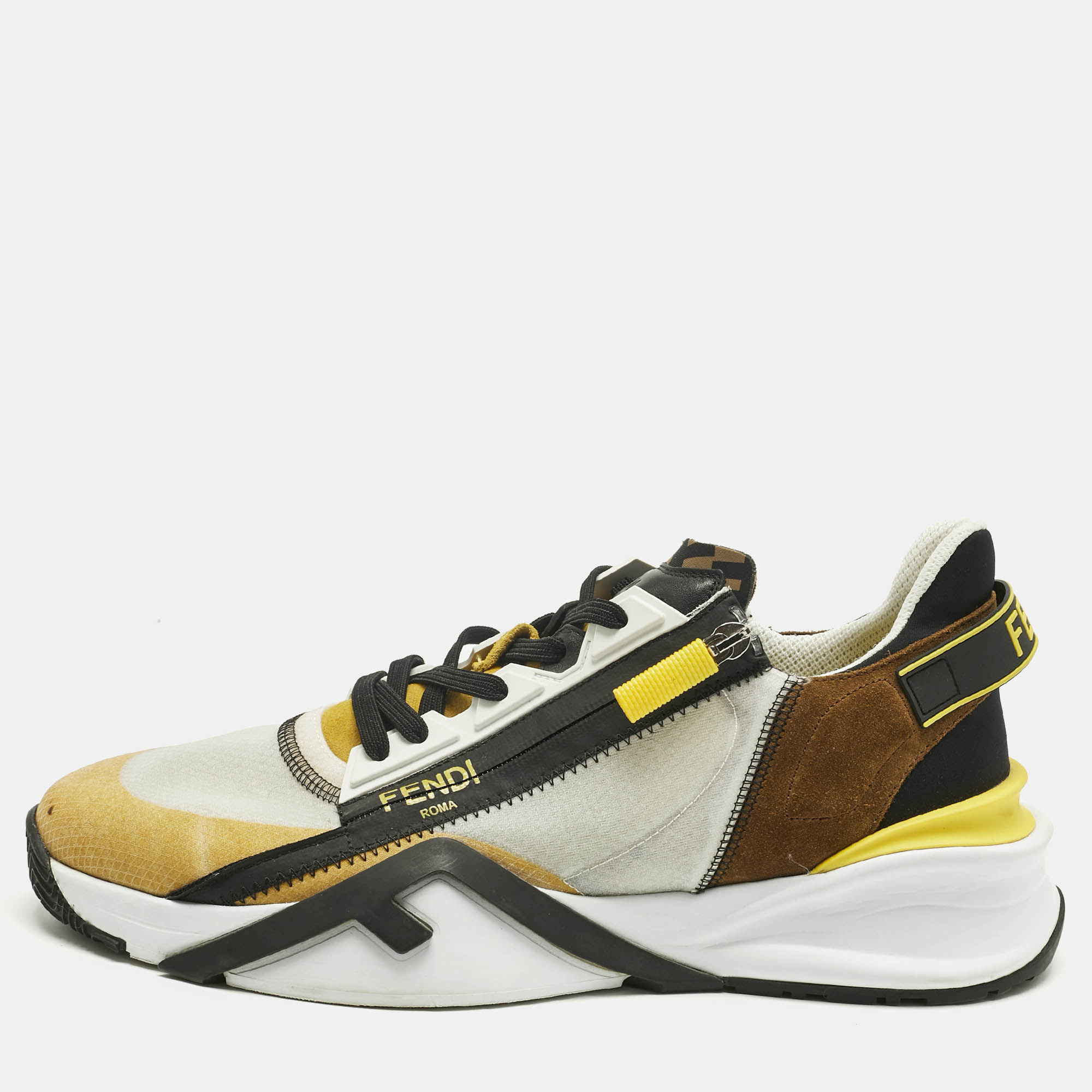 

Fendi Multicolor Fabric and Leather Flow Lace Up Sneakers Size 45