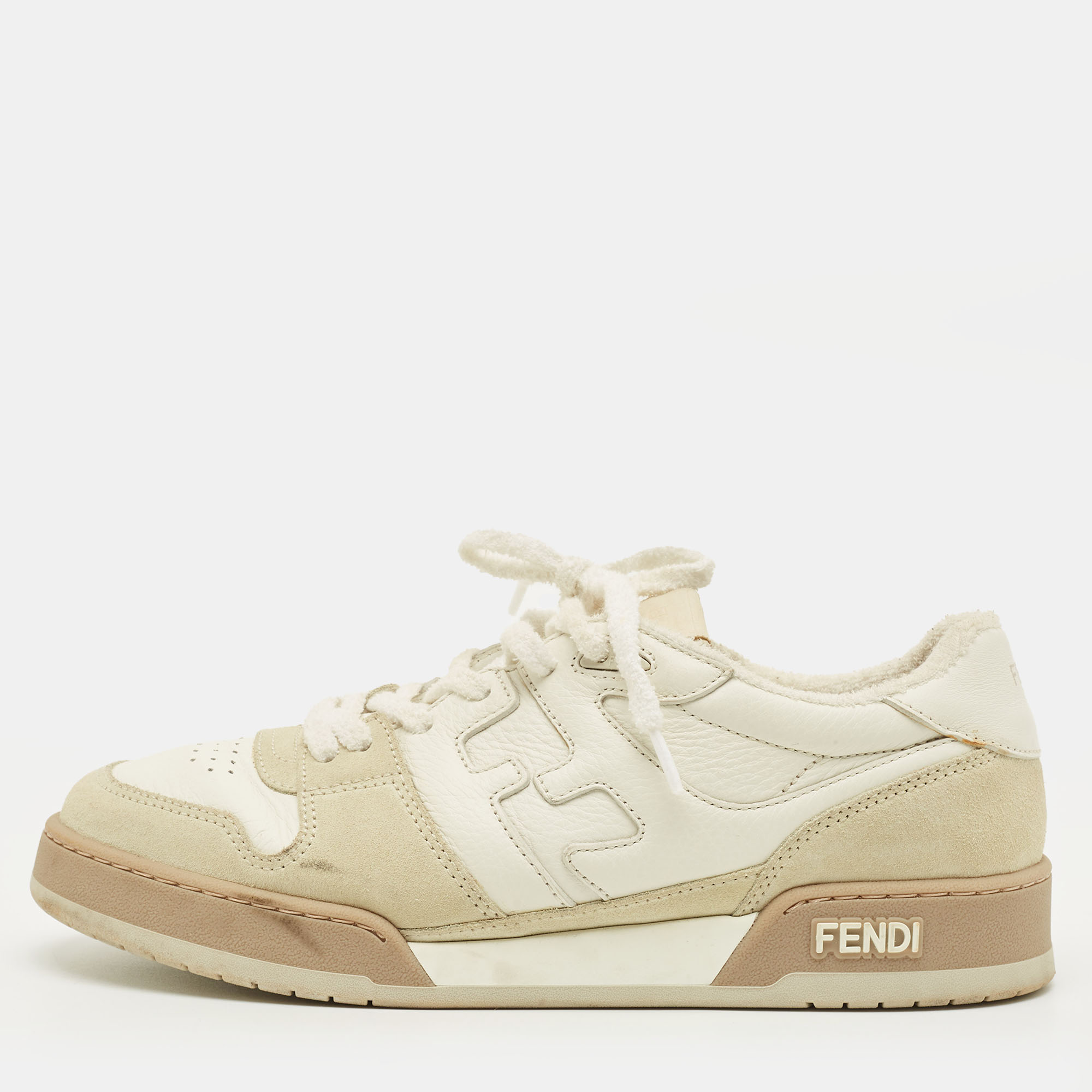 

Fendi Fendi Match Size 42 Cream/Grey Leather and Suede Lace Up Sneakers