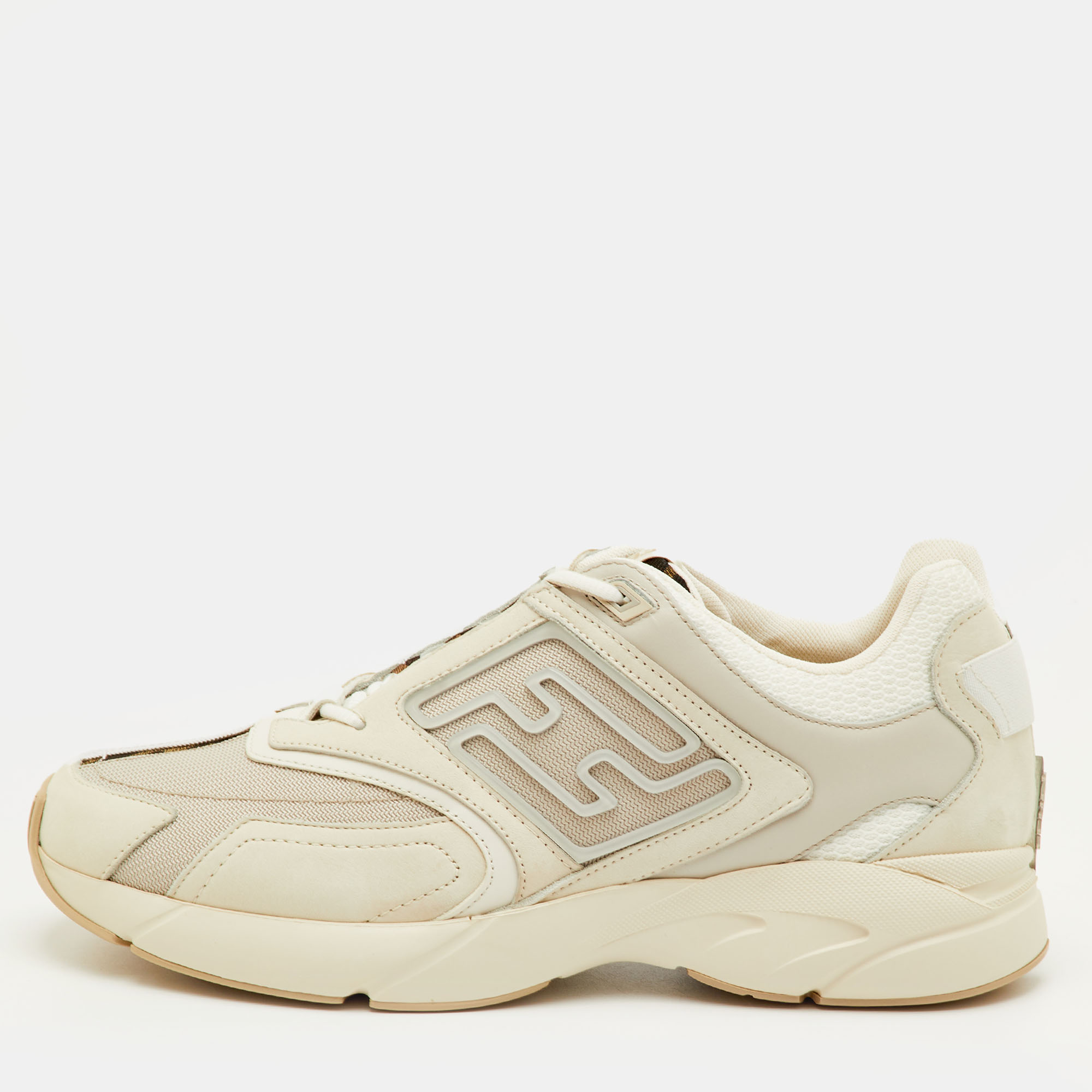 

Fendi Faster Size 42 Grey Leather and Mesh Low Top Sneakers