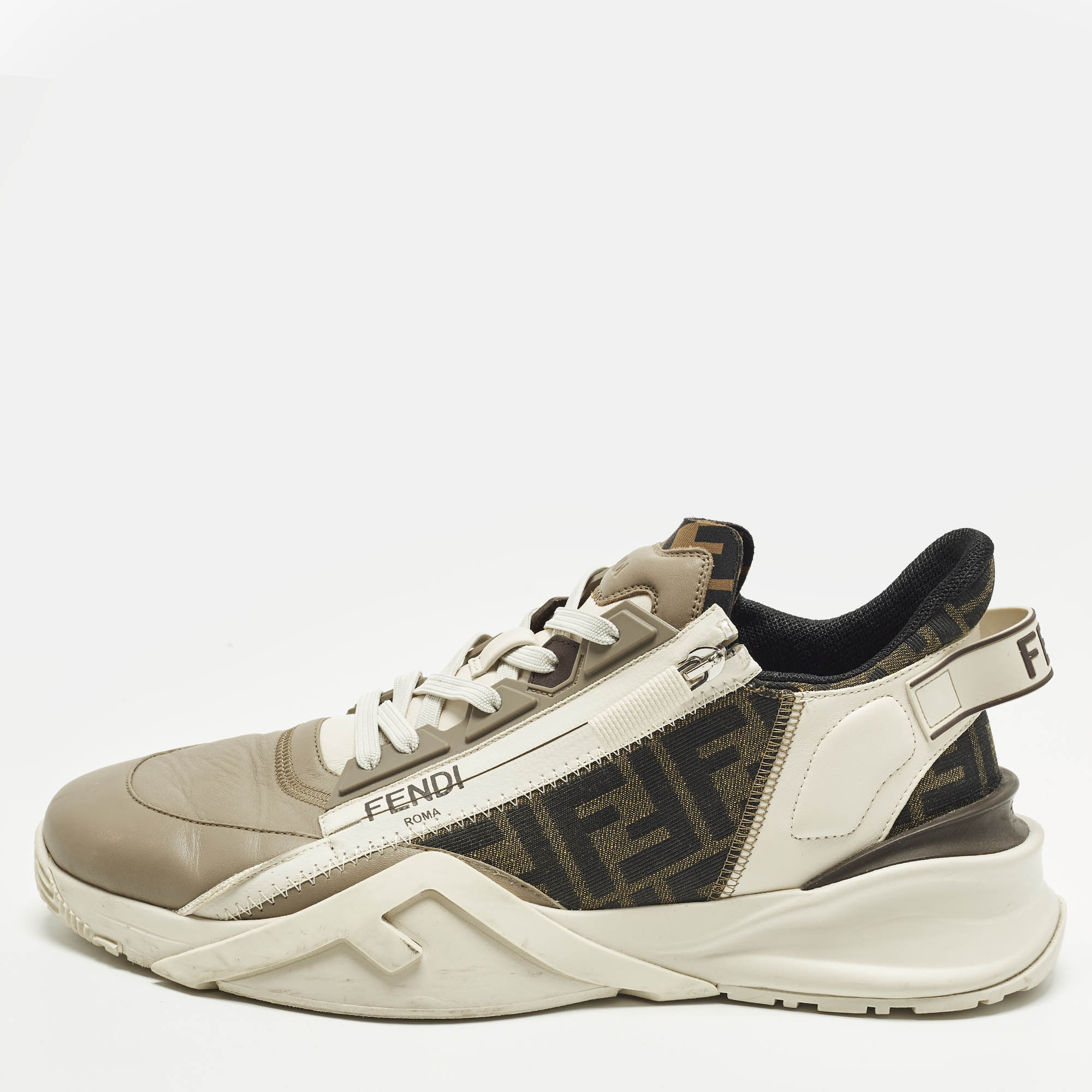 

Fendi Flow Size 45 Cream Fabric and Suede Lace Up Sneakers