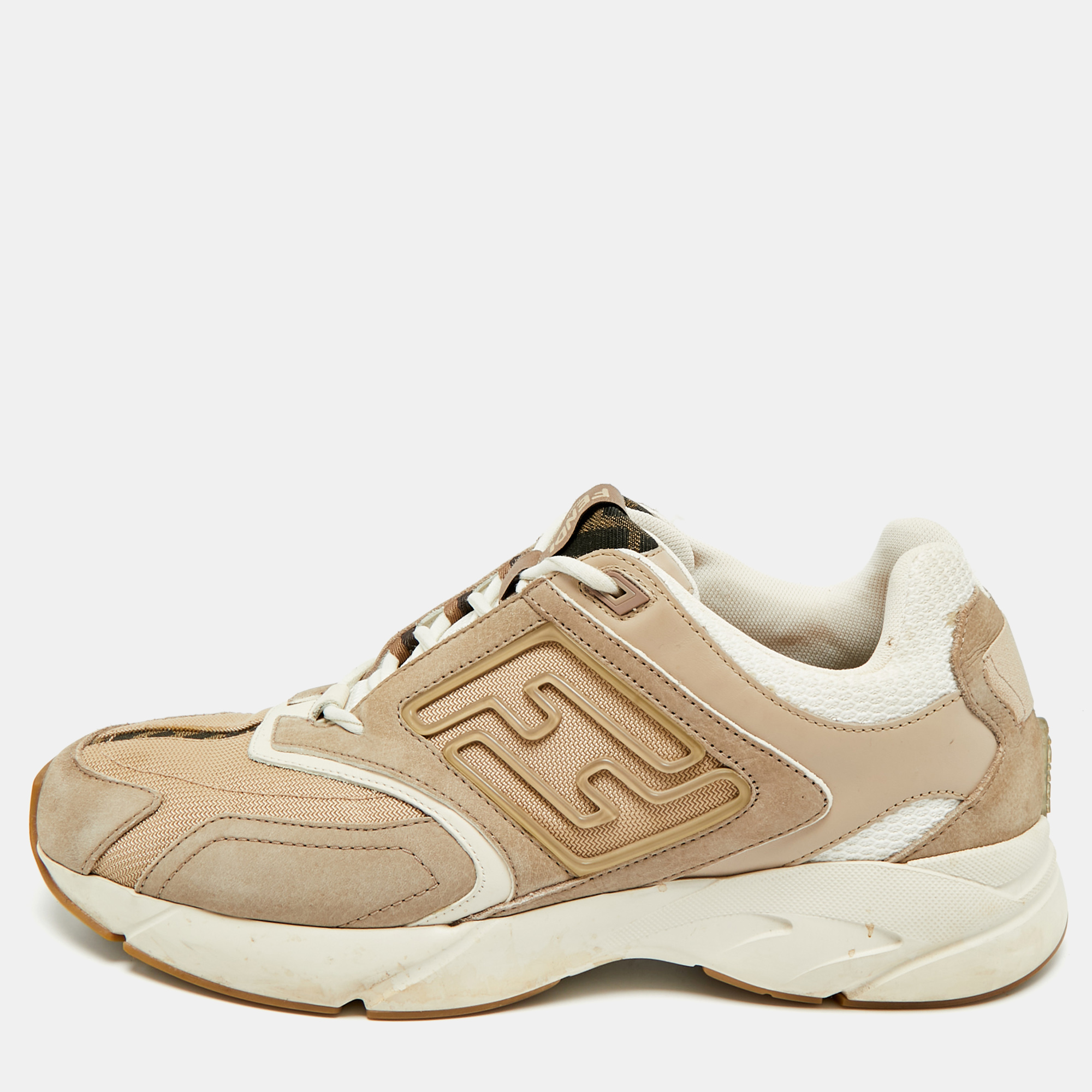 

Fendi Faster Size 43 Cream Mesh and Nubuck Leather Lace Up Sneakers