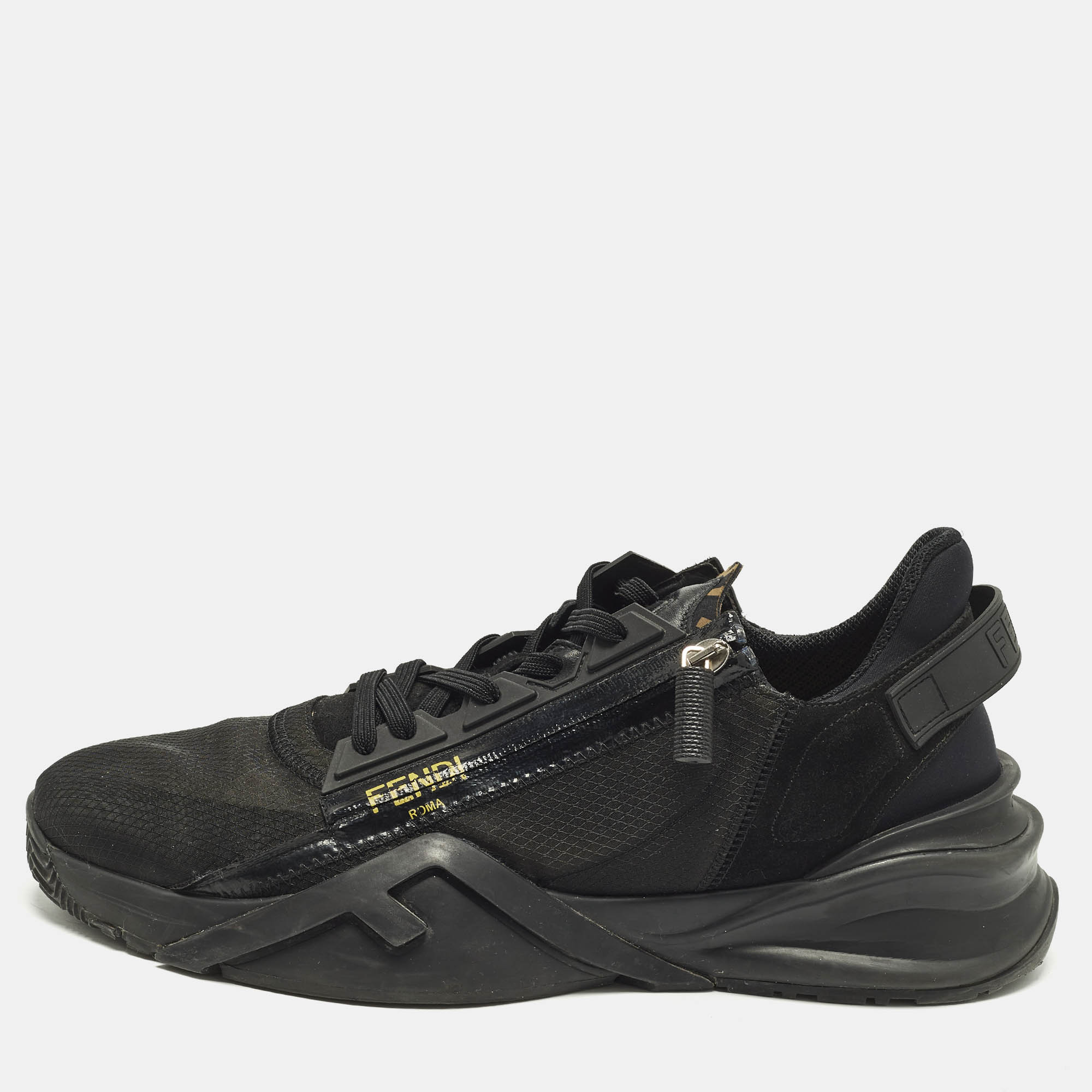 

Fendi Flow Size 45 Black Nylon and Suede Lace Up Sneakers