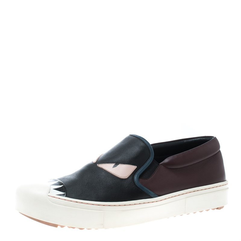 Fendi Tricolor Leather Monster Slip On Sneakers Size 41 Fendi | The ...