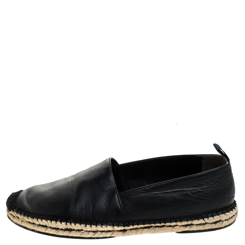 

Fendi Black Leather John Booth Face Espadrille Loafers Size