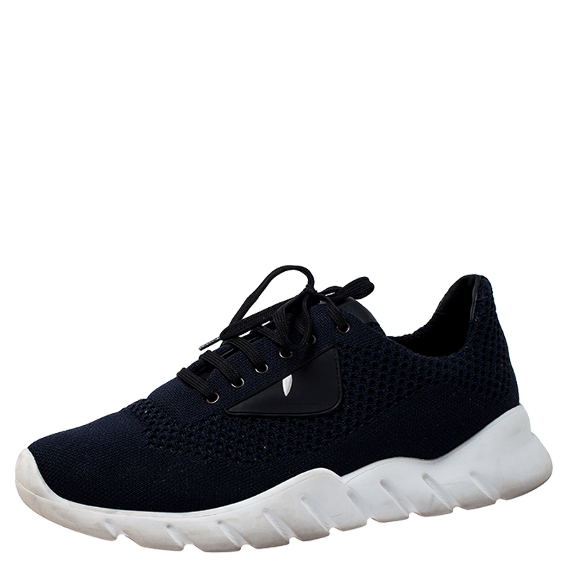 Fendi Blue Nylon Fabric Lace Up Sneakers Size 41