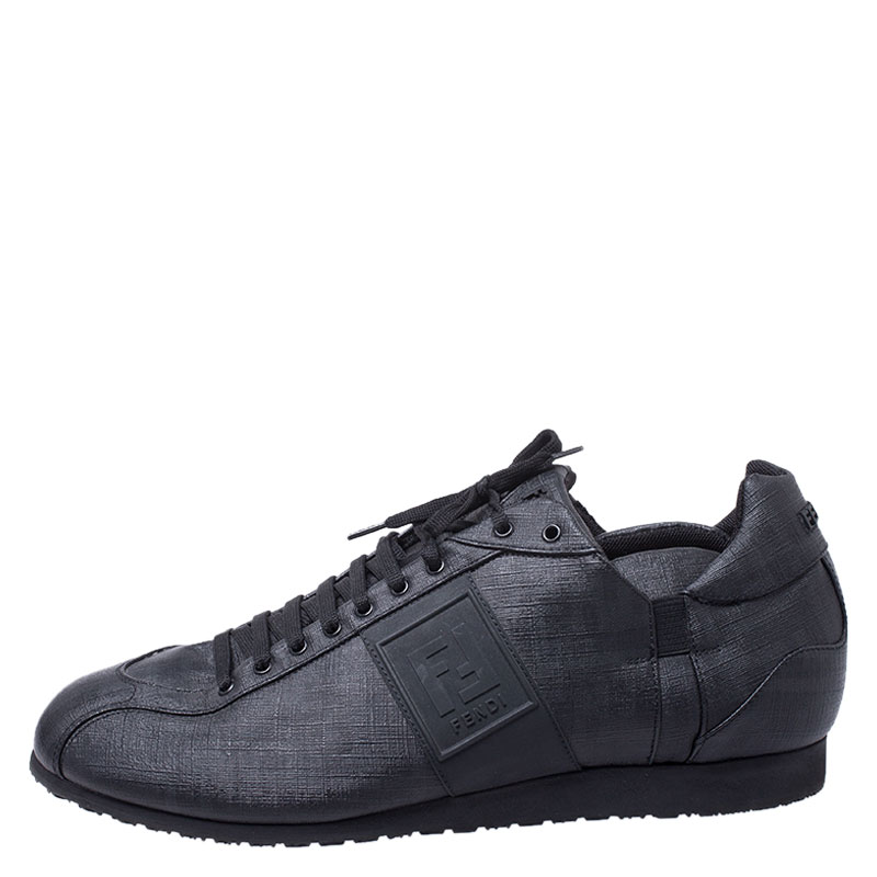 

Fendi Black Zucca Canvas and Leather F Logo Sneakers Size