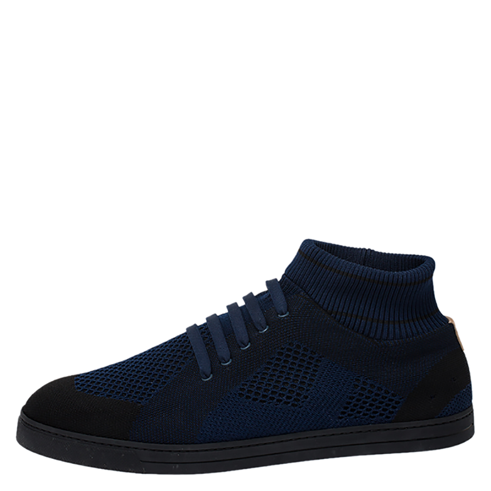 

Fendi Navy Blue/Black Knitted Fabric Sock Sneakers Size