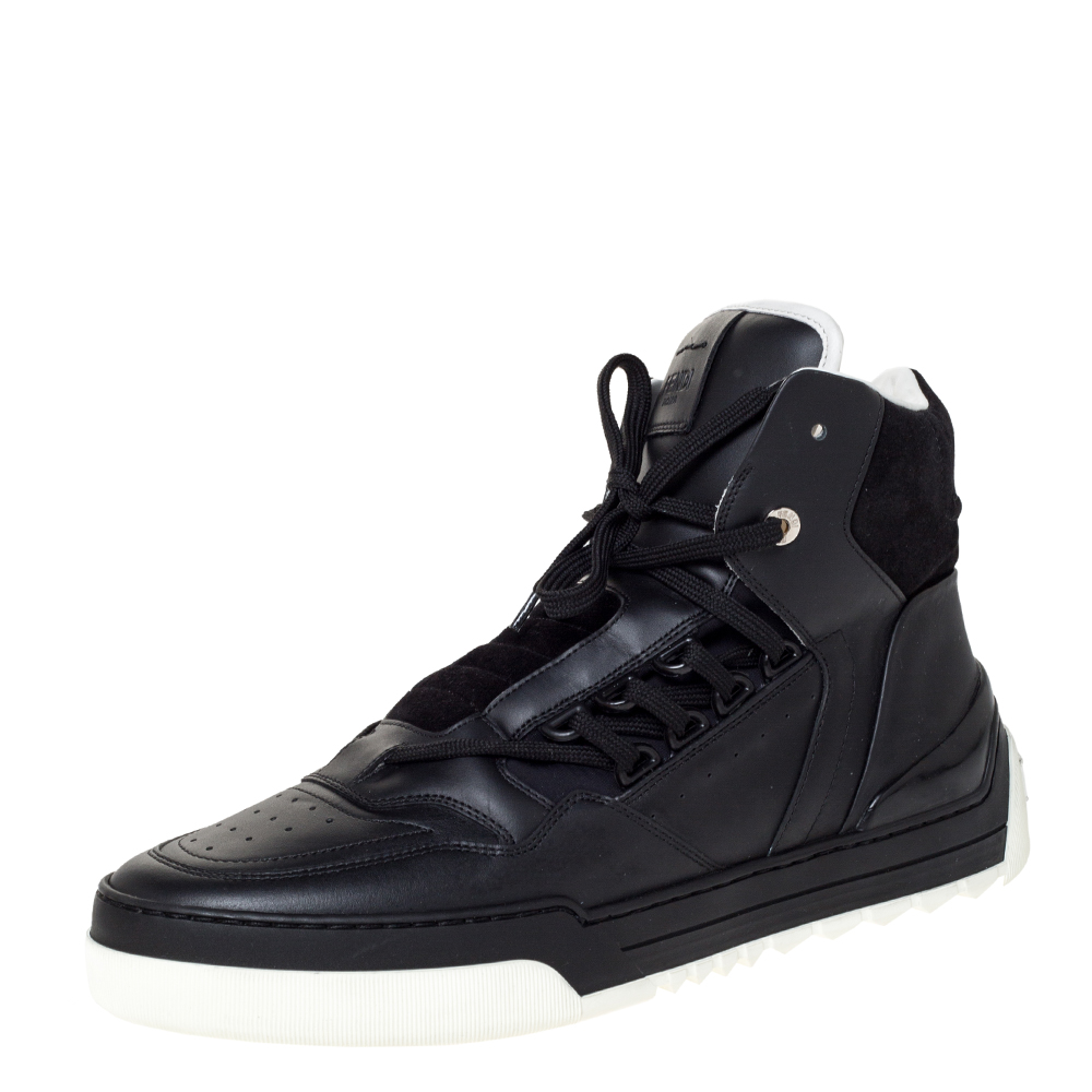 مملوكة مسبقًا حذاء رياضي فندي طراز تانك مرتفع من أعلى جلد و سويدي أسود مقاس 42