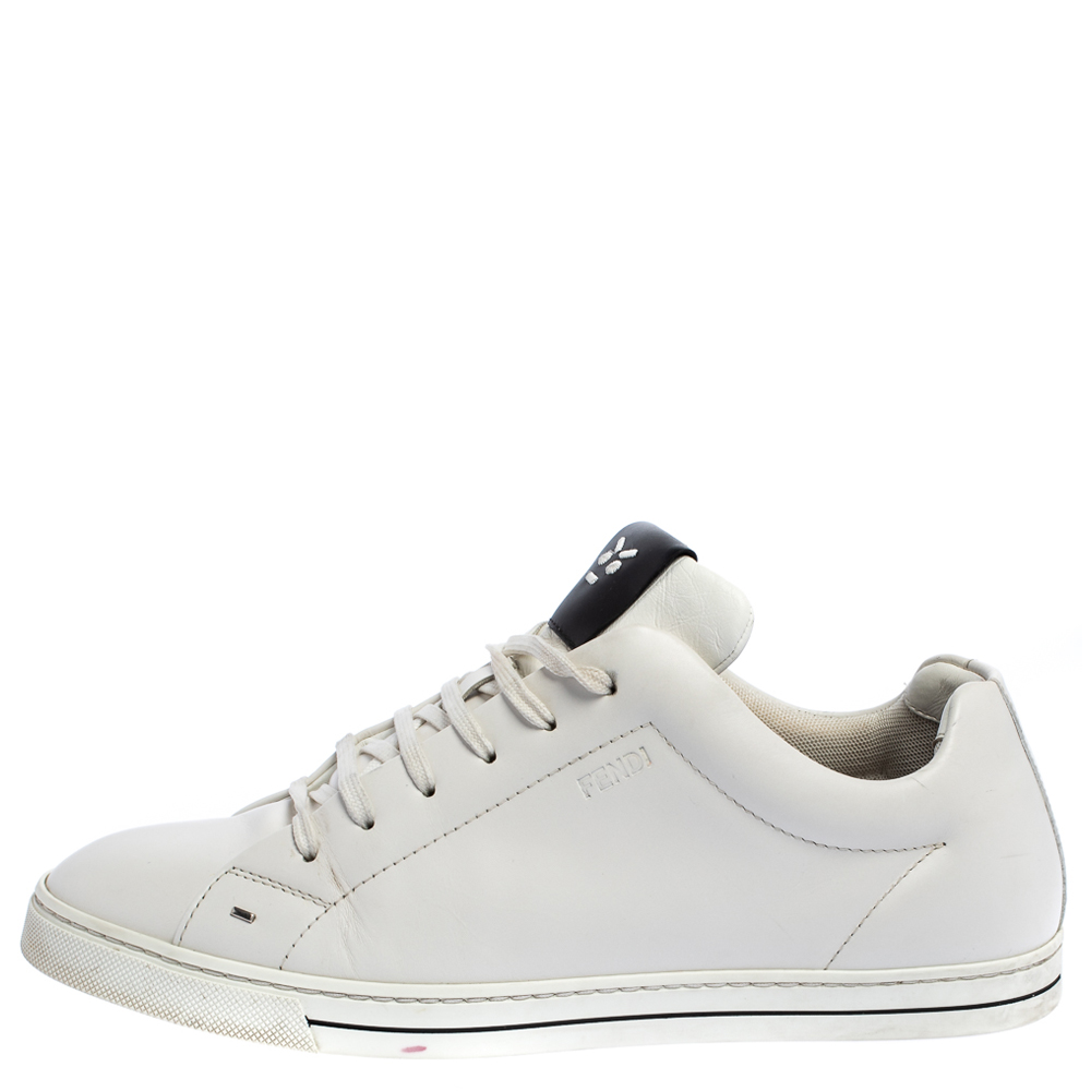 

Fendi White Leather Low Top Sneakers Size