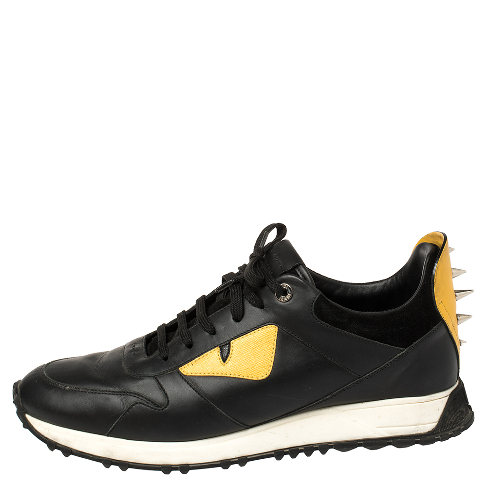 

Fendi Black/Yellow Leather Monster Studded Sneakers Size