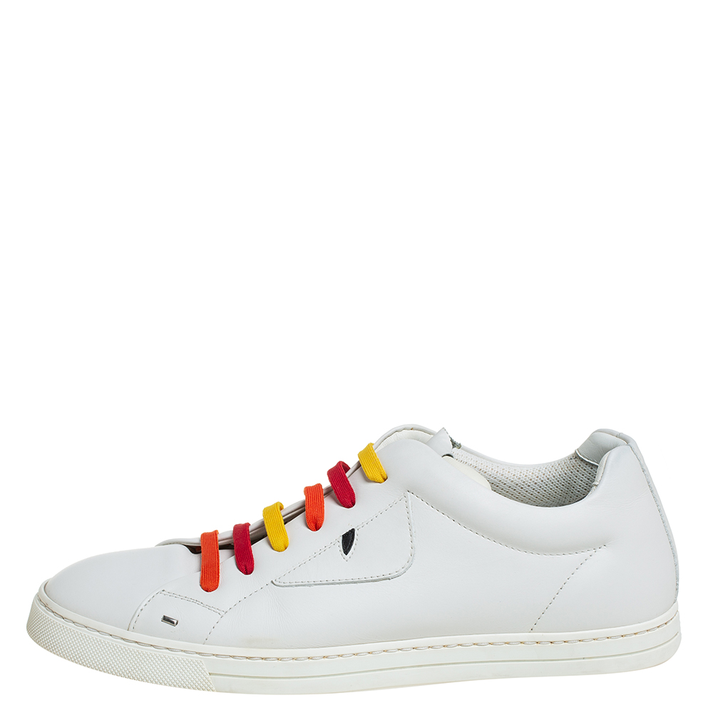 

Fendi White Leather Monster Low Top Sneakers Size
