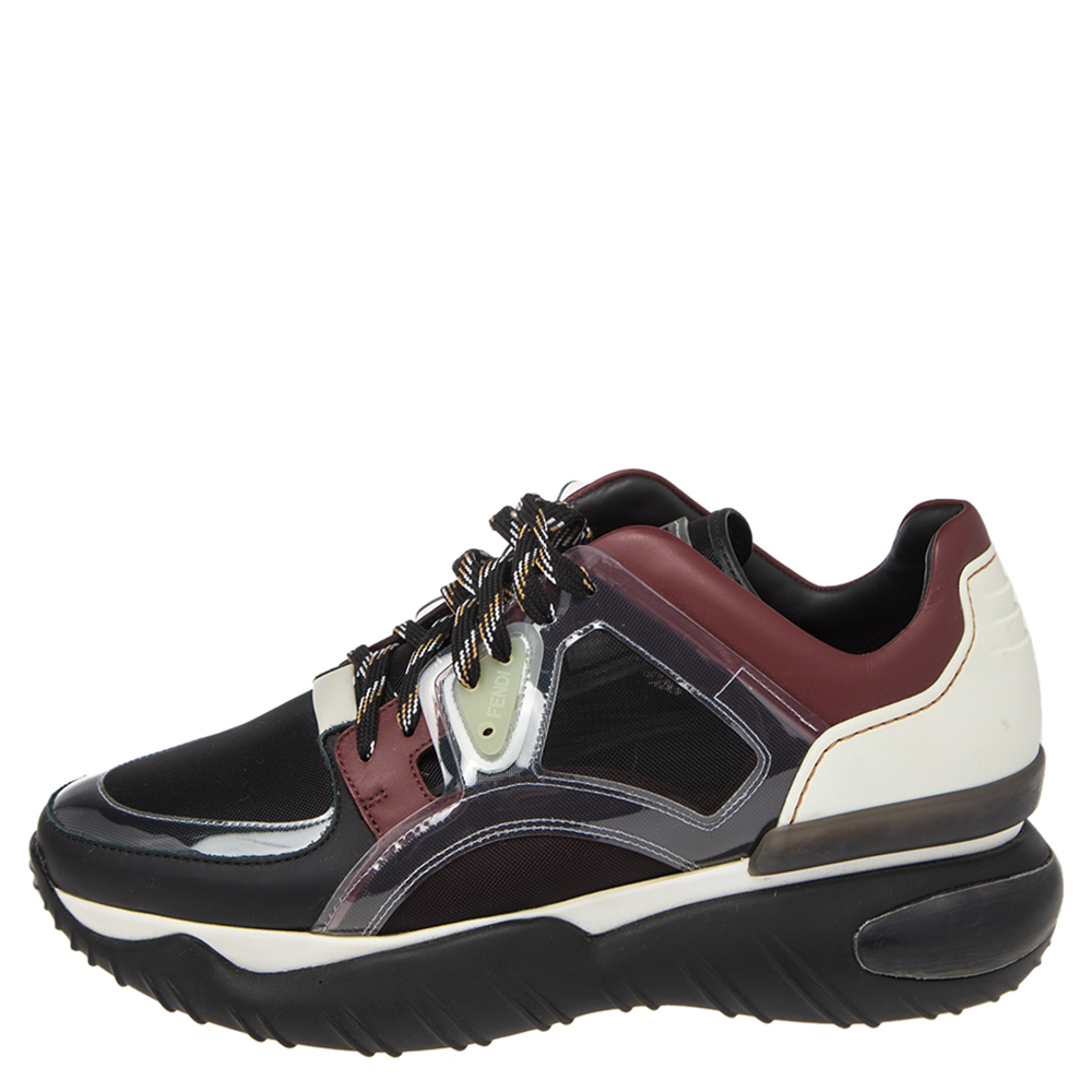 

Fendi Multicolor PVC And Leather Lace Up Sneakers Size