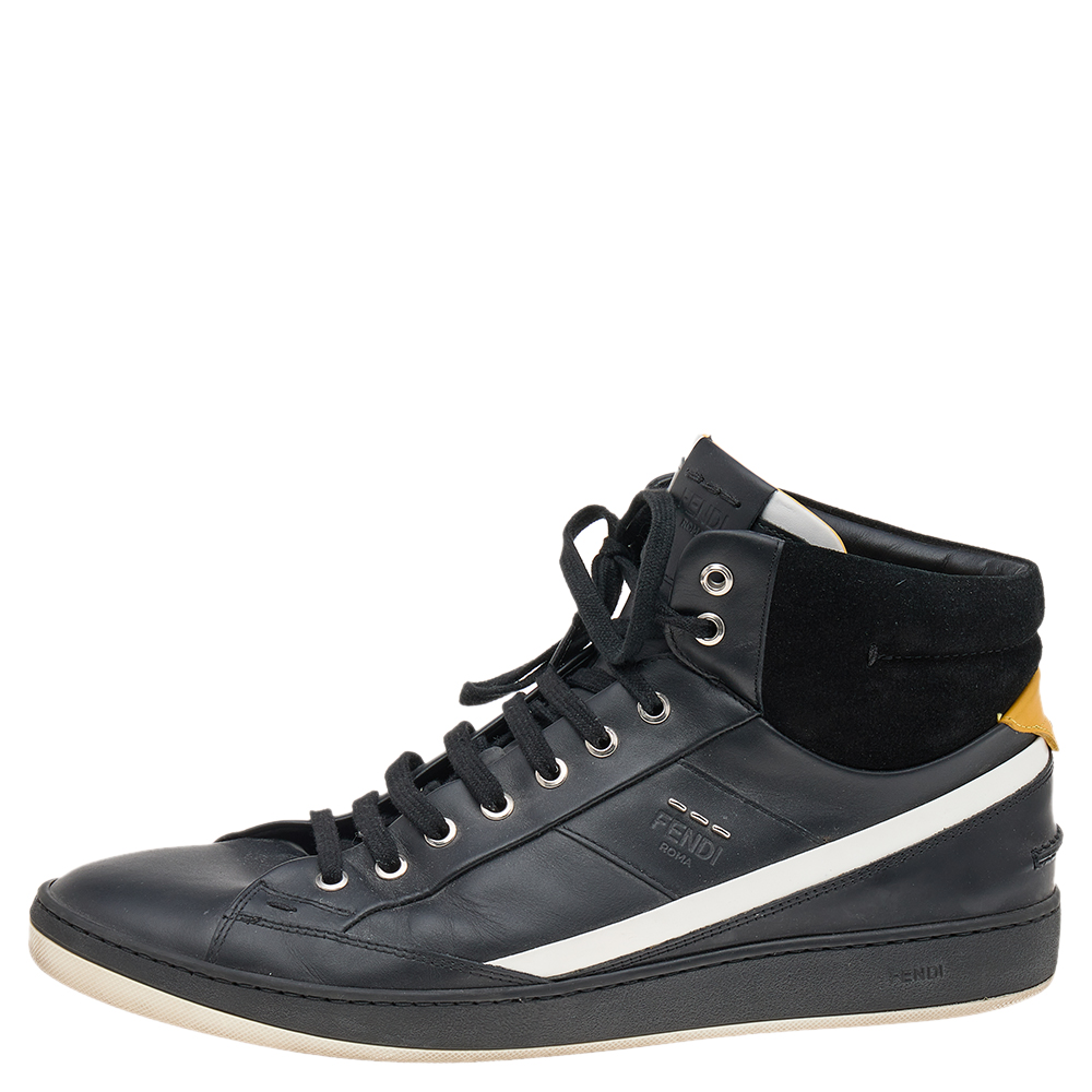 

Fendi Multicolor Leather And Suede High Top Sneakers Size