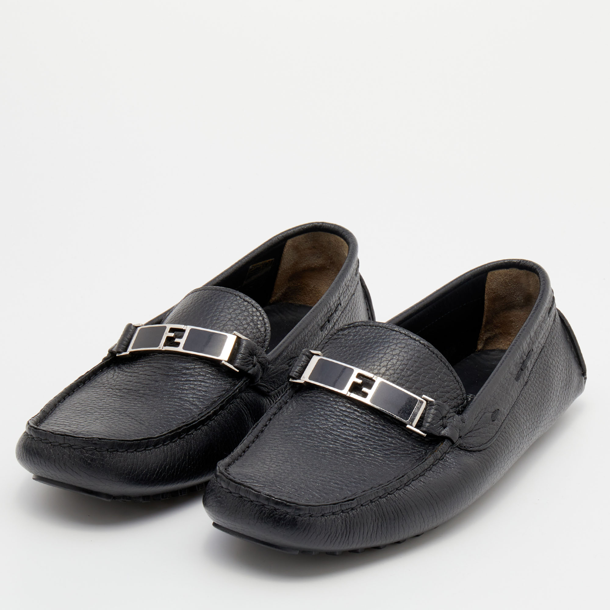 

Fendi Black Leather Slip On Loafers Size