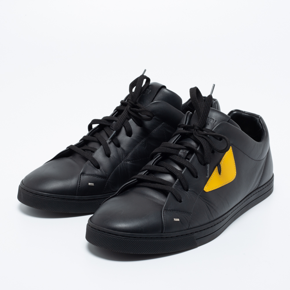 

Fendi Black/Yellow Leather Monster Low Top Sneakers Size