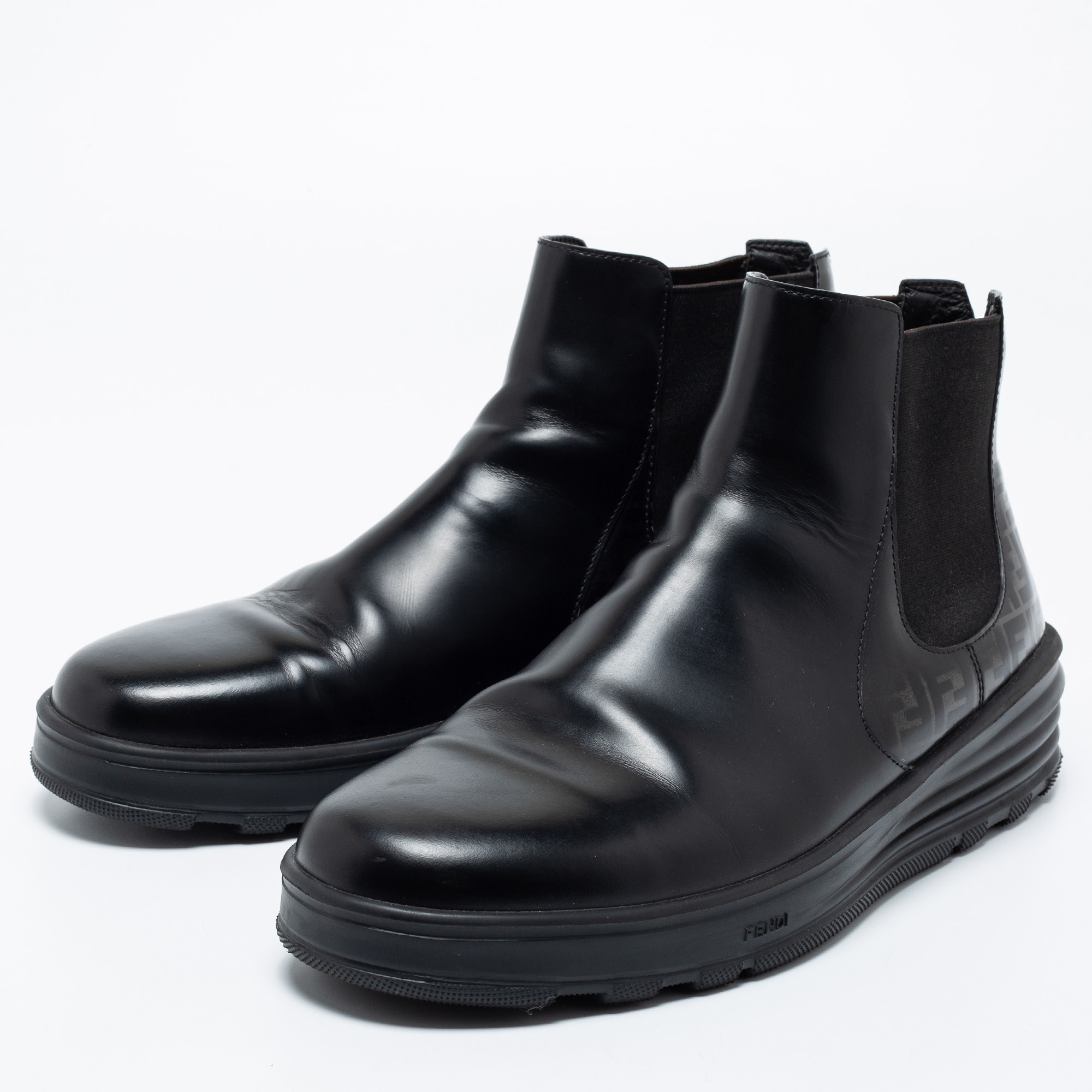 

Fendi Black Leather FF Chelsea Ankle Boots Size