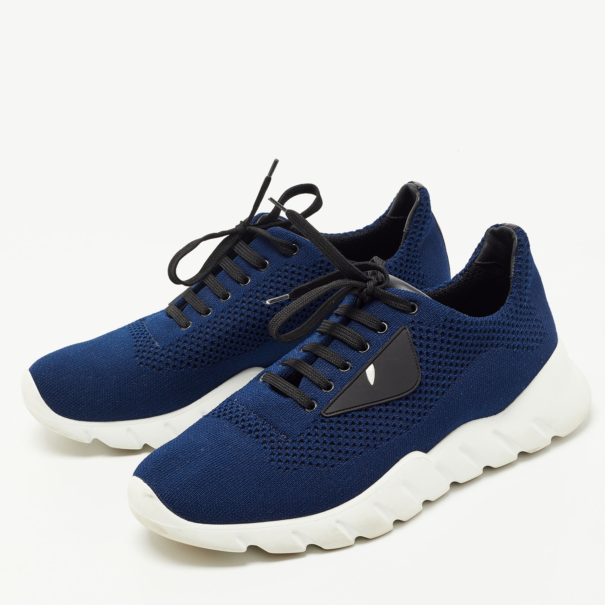 

Fendi Blue Knit Fabric Low Top Sneakers Size