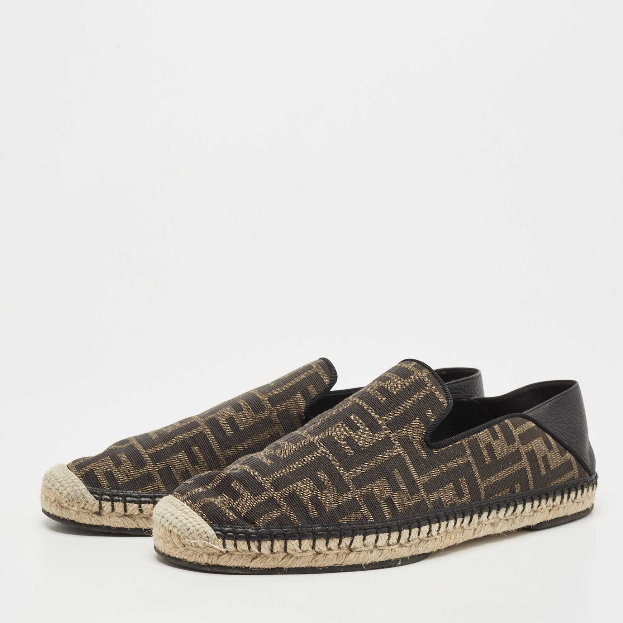 

Fendi Brown/Black Zucca Canvas And Leather Espadrilles Size