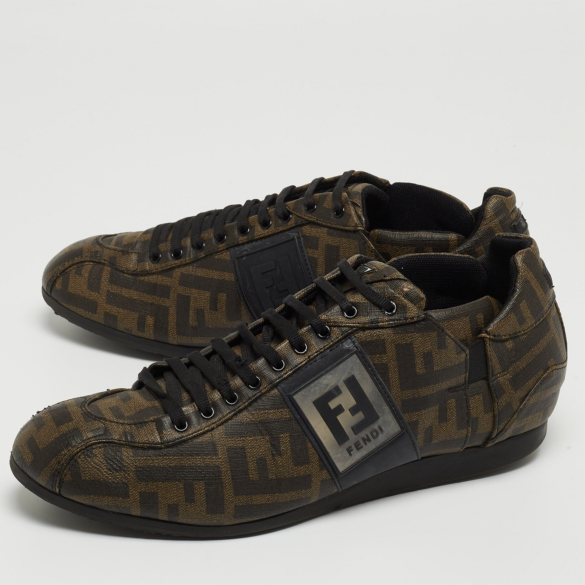 

Fendi Brown Zucca Canvas Low Top Sneakers Size
