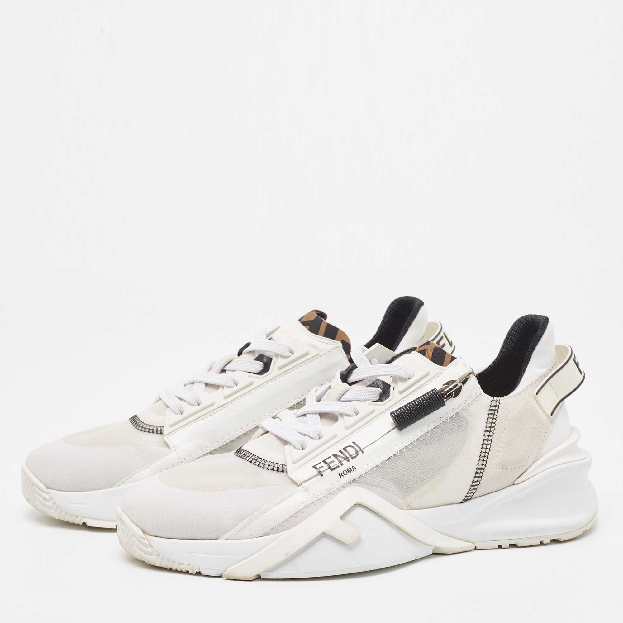 

Fendi White Mesh and Suede Flow Sneakers Size