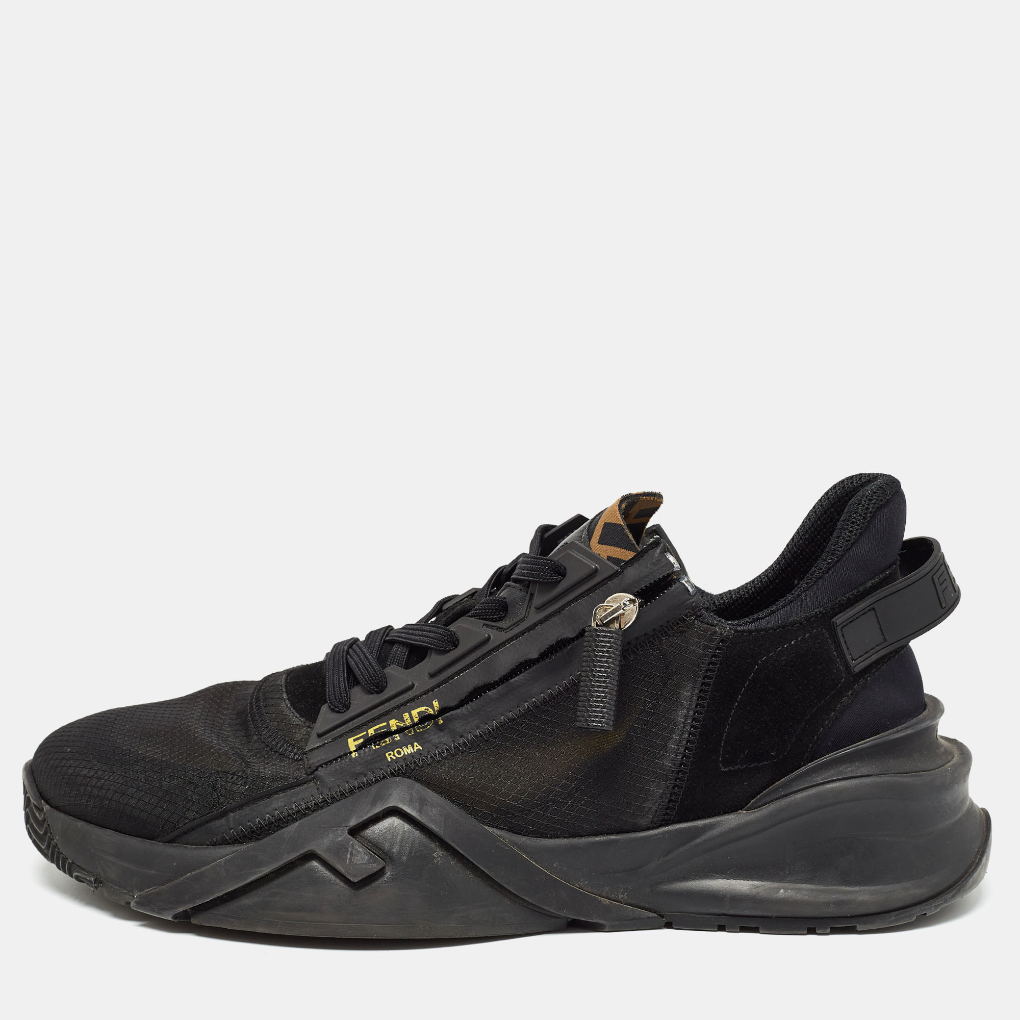 

Fendi Black Nylon and Fabric Low Top Sneakers Size