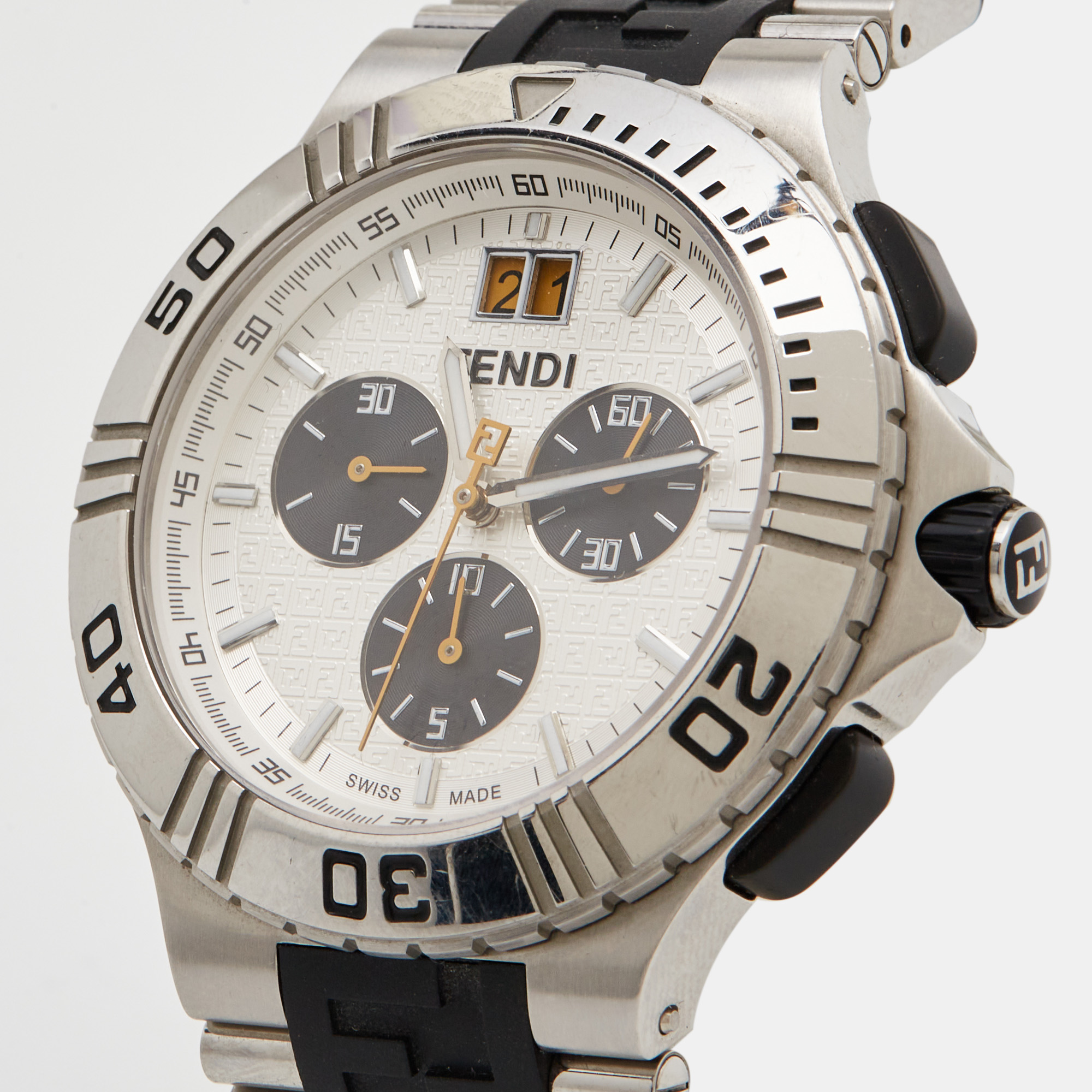 

Fendi Silver Stainless Steel Rubber