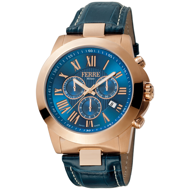 

Ferre Milano Blue Rose Gold Plated Stainless Steel FM1G079L0021 Men's Wristwatch