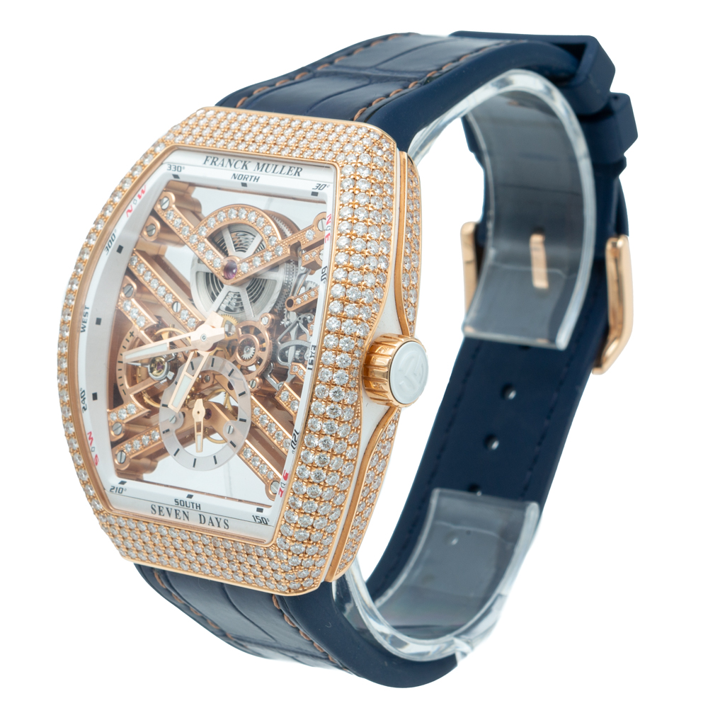 

Franck Muller Skeleton Vanguard Rose Gold Full Diamond Limited Edition Watch