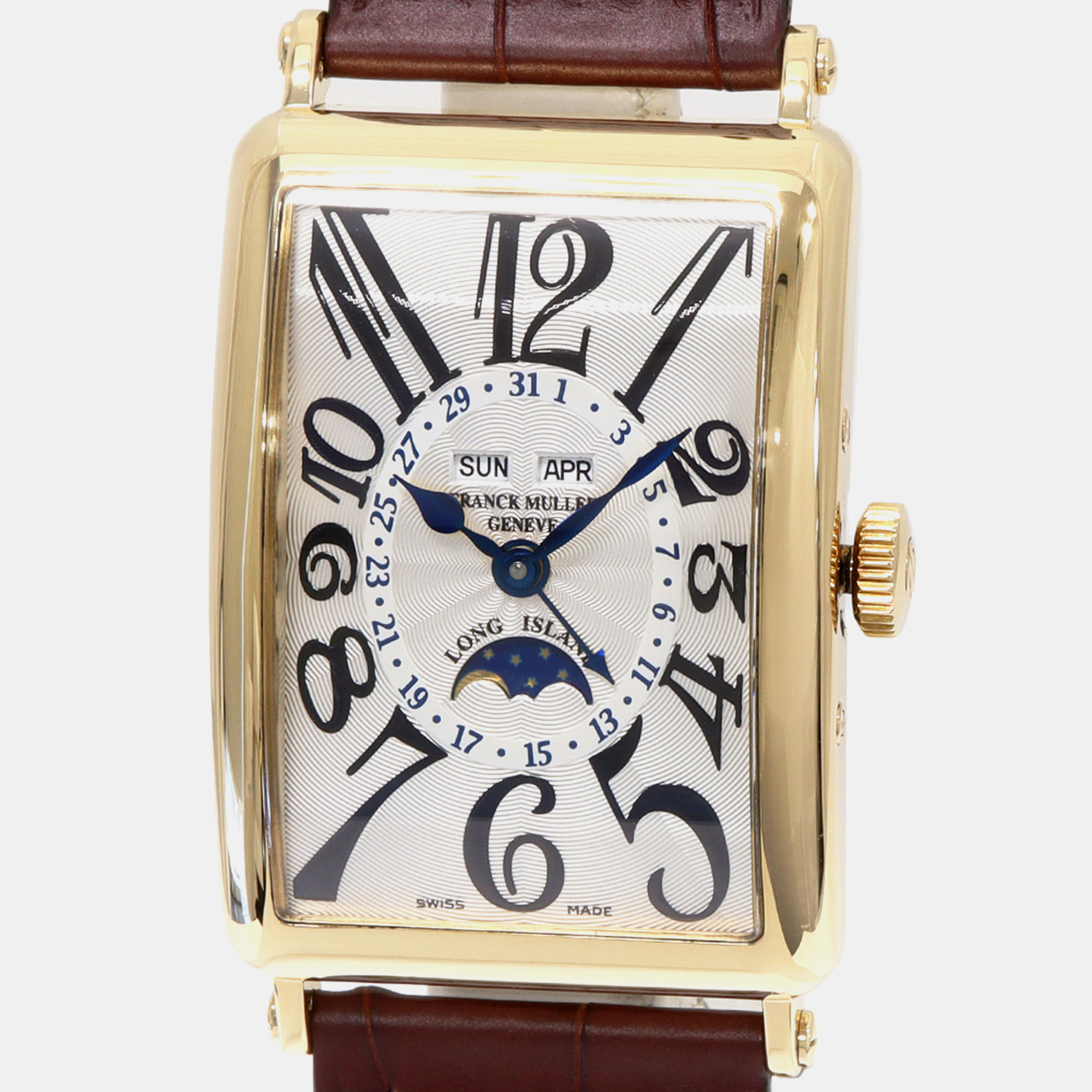 

Franck Muller Silver 18k Yellow Gold Long Island 1200MCL Automatic Men's Wristwatch 32 mm