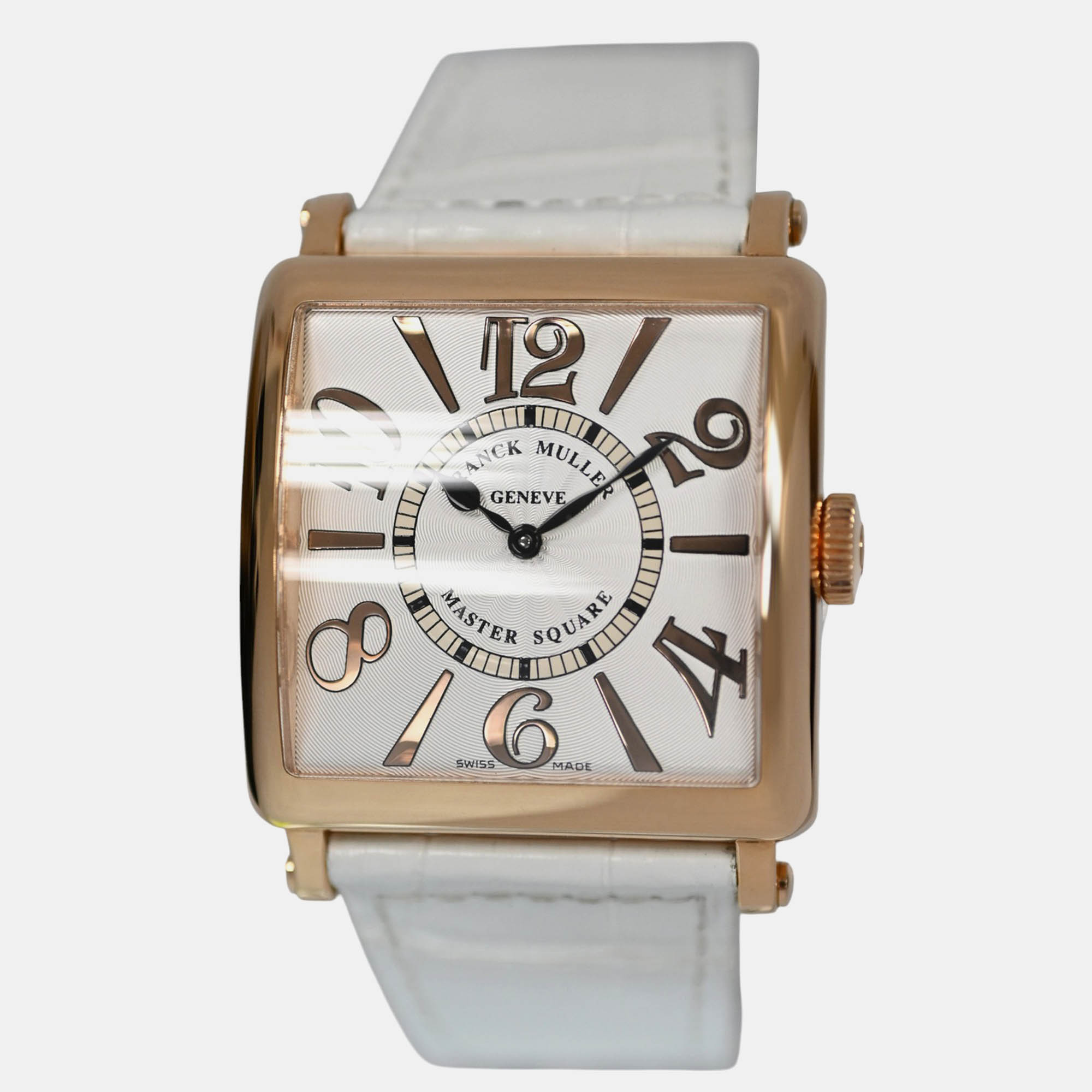 Pre-owned Franck Muller Master Square 6002 H Qz Rel 6/6 81 Gr. 18k Rose Gold Quartz 36 Mm In Silver