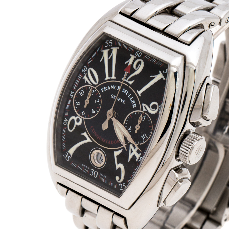 

Franck Muller Black Stainless Steel Conquistador Men's Wristwatch, Silver