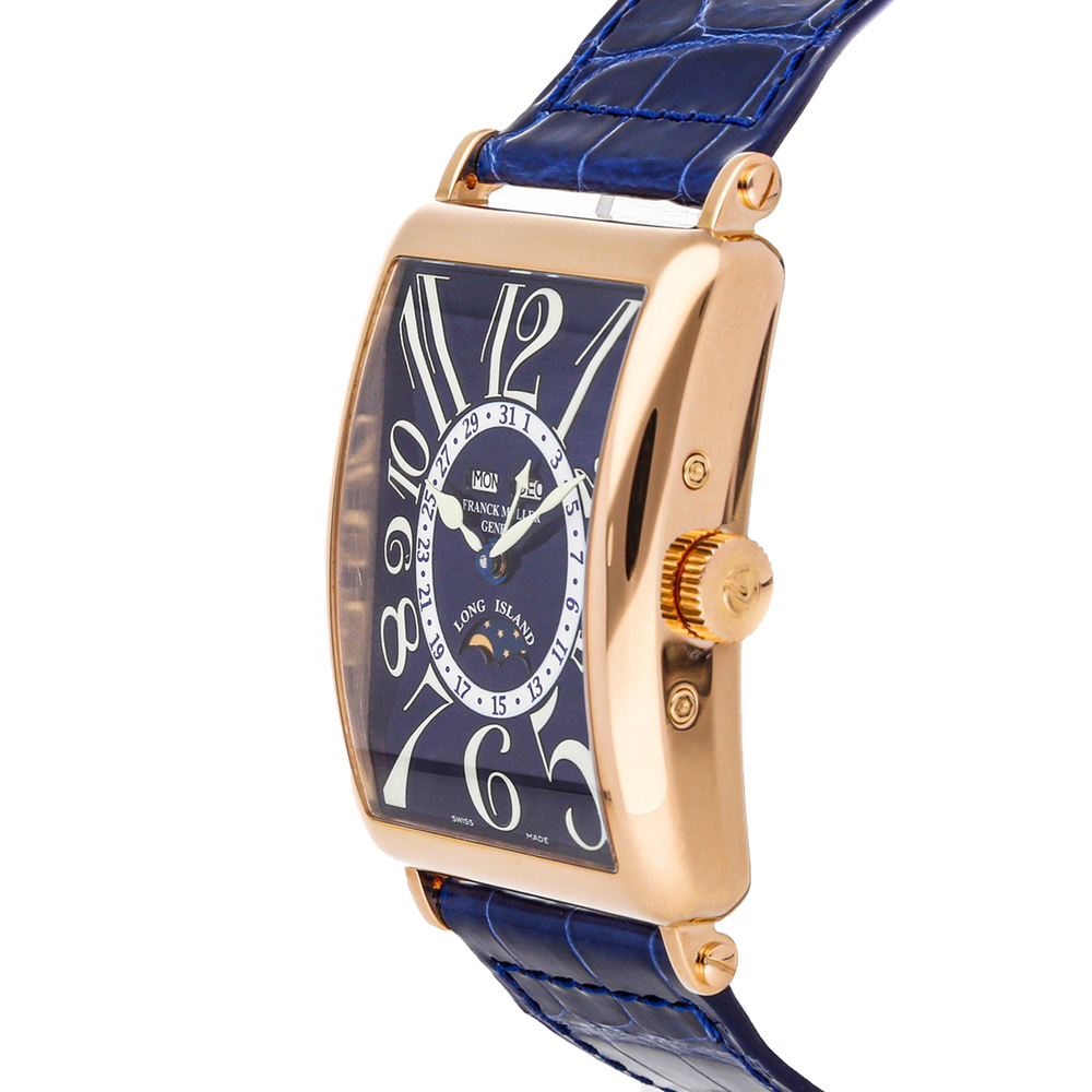 

Franck Muller Blue 18K Rose Gold Long Island Master Calendar 1200 MC  Men's Wristwatch 32 x 45 MM