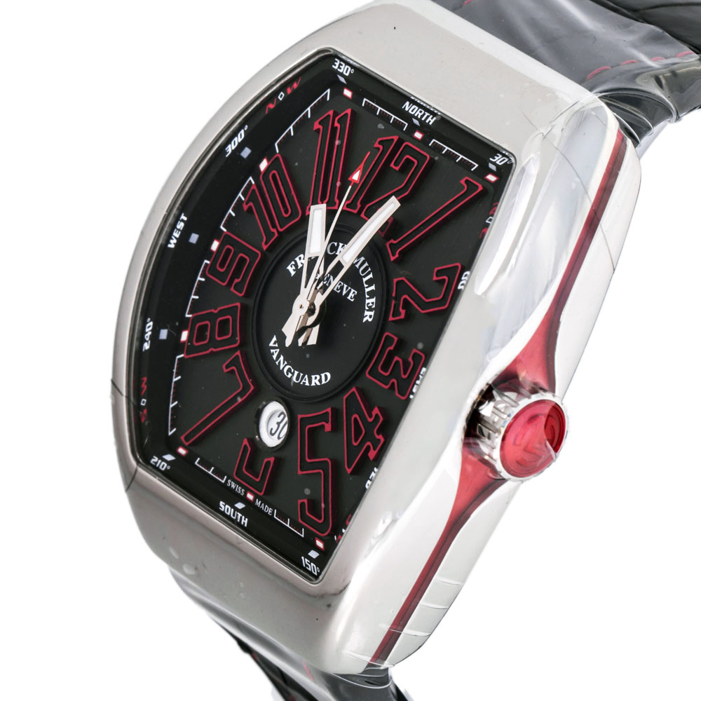 

Franck Muller Black Stainless Steel Vanguard V 45 SC DT AC ER Men's Wristwatch 44 mm