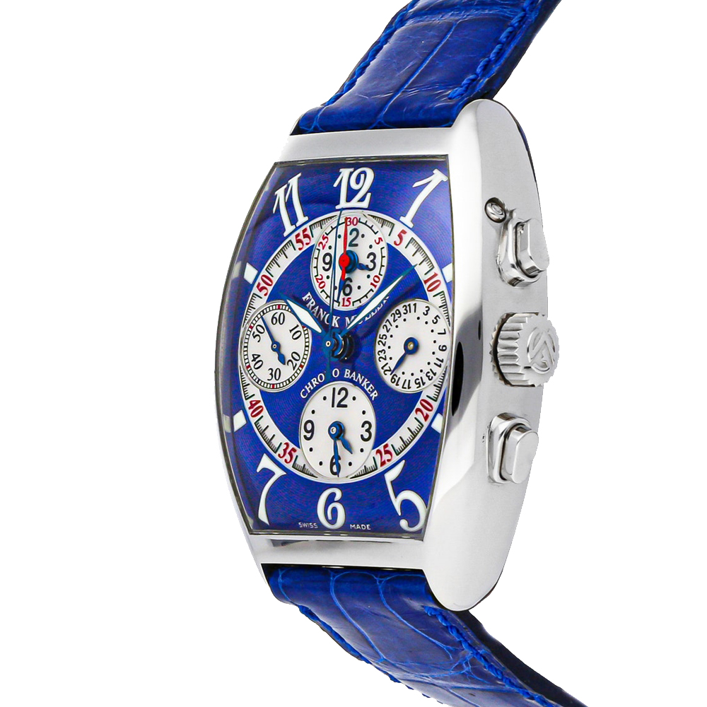 

Franck Muller Blue Stainless Steel Cintree Curvex Chrono Banker