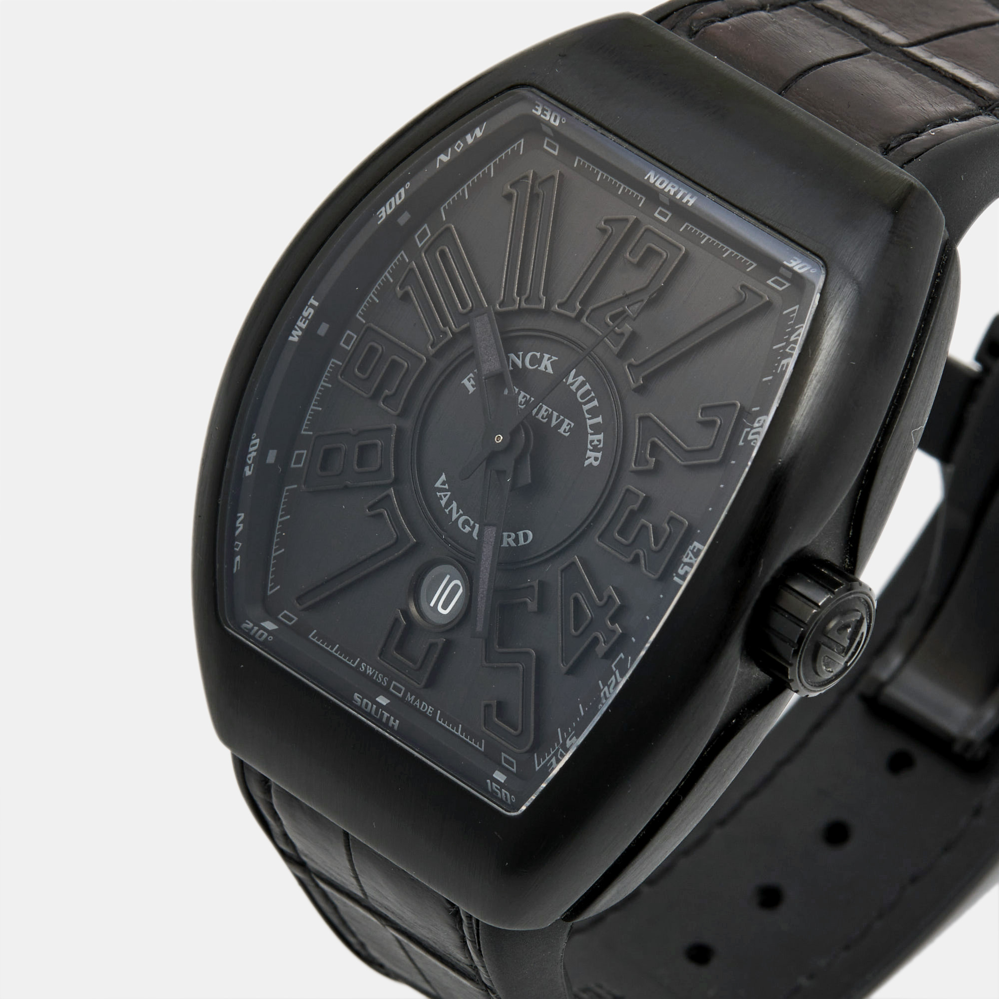

Franck Muller Black Titanium Alligator Leather Rubber Vanguard V45 SC DT TT NR BR NR Men's Wristwatch