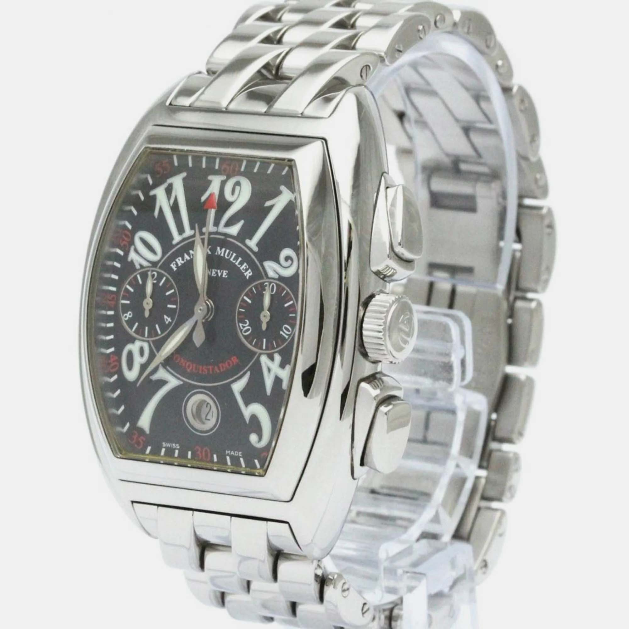 

Franck Muller Black Stainless Steel Conquistador 8001CC Automatic Men's Wristwatch 35 mm